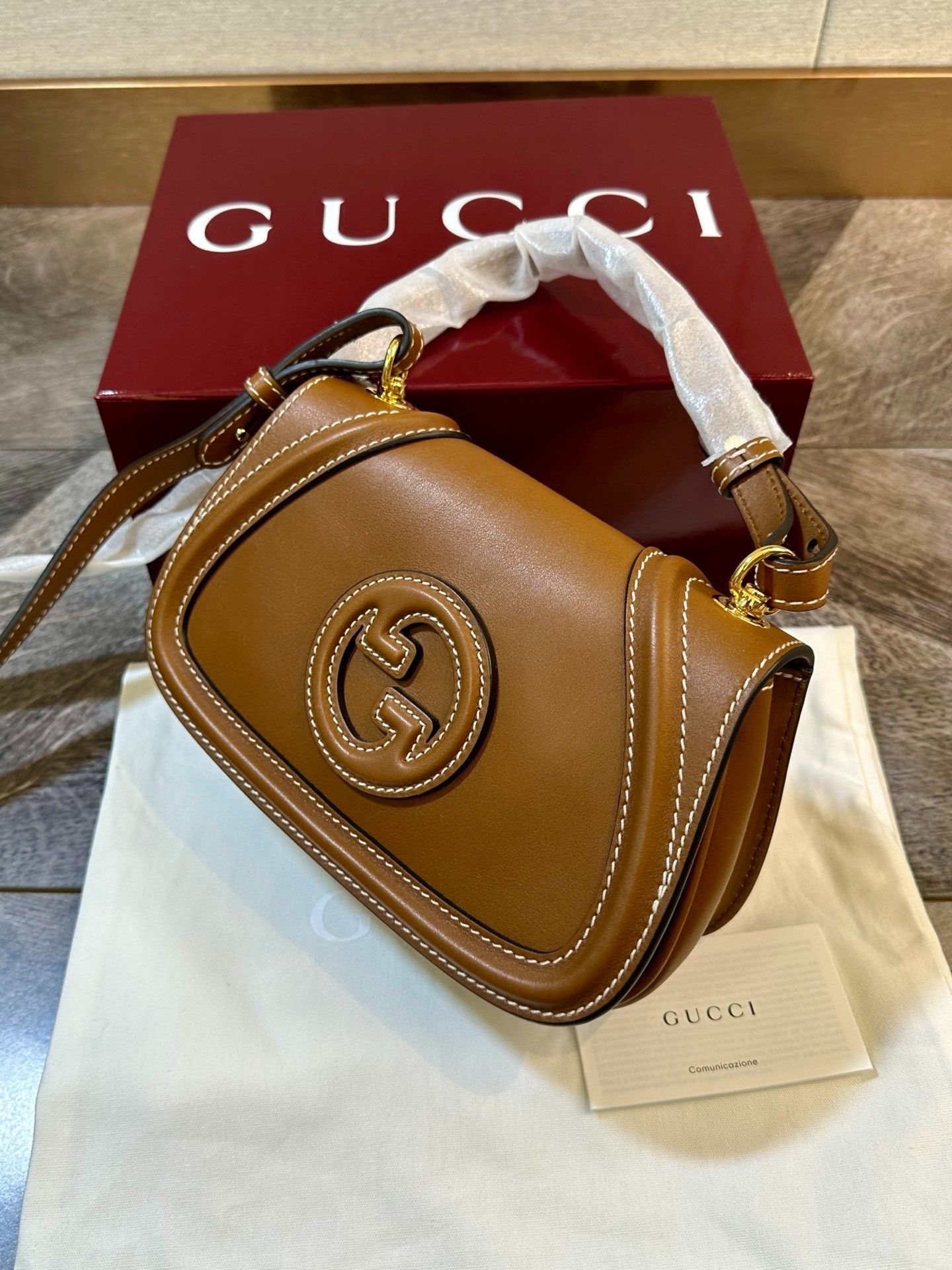 Gucci Gucci Blondie Brown Leather Saddle Bag Size ONE SIZE - 5 Thumbnail