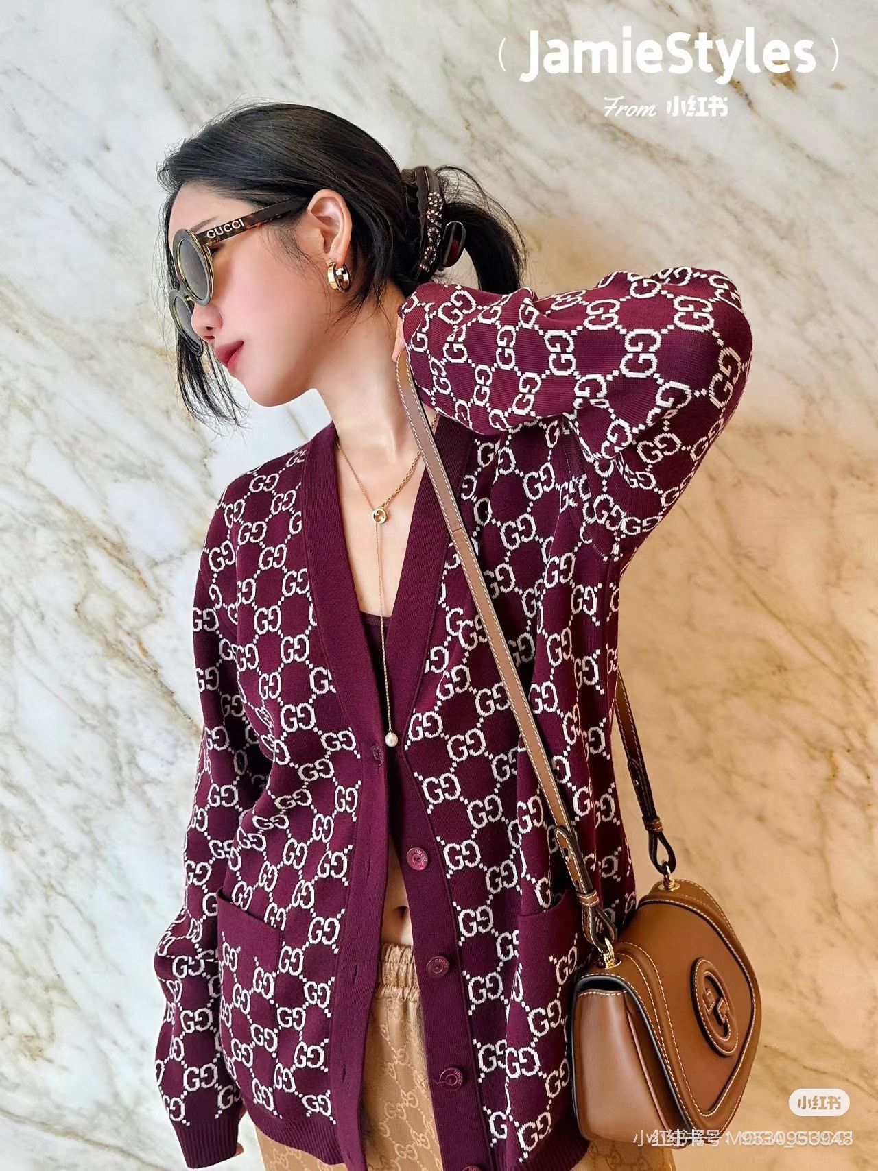 Gucci Gucci Blondie Brown Leather Saddle Bag Size ONE SIZE - 6 Thumbnail