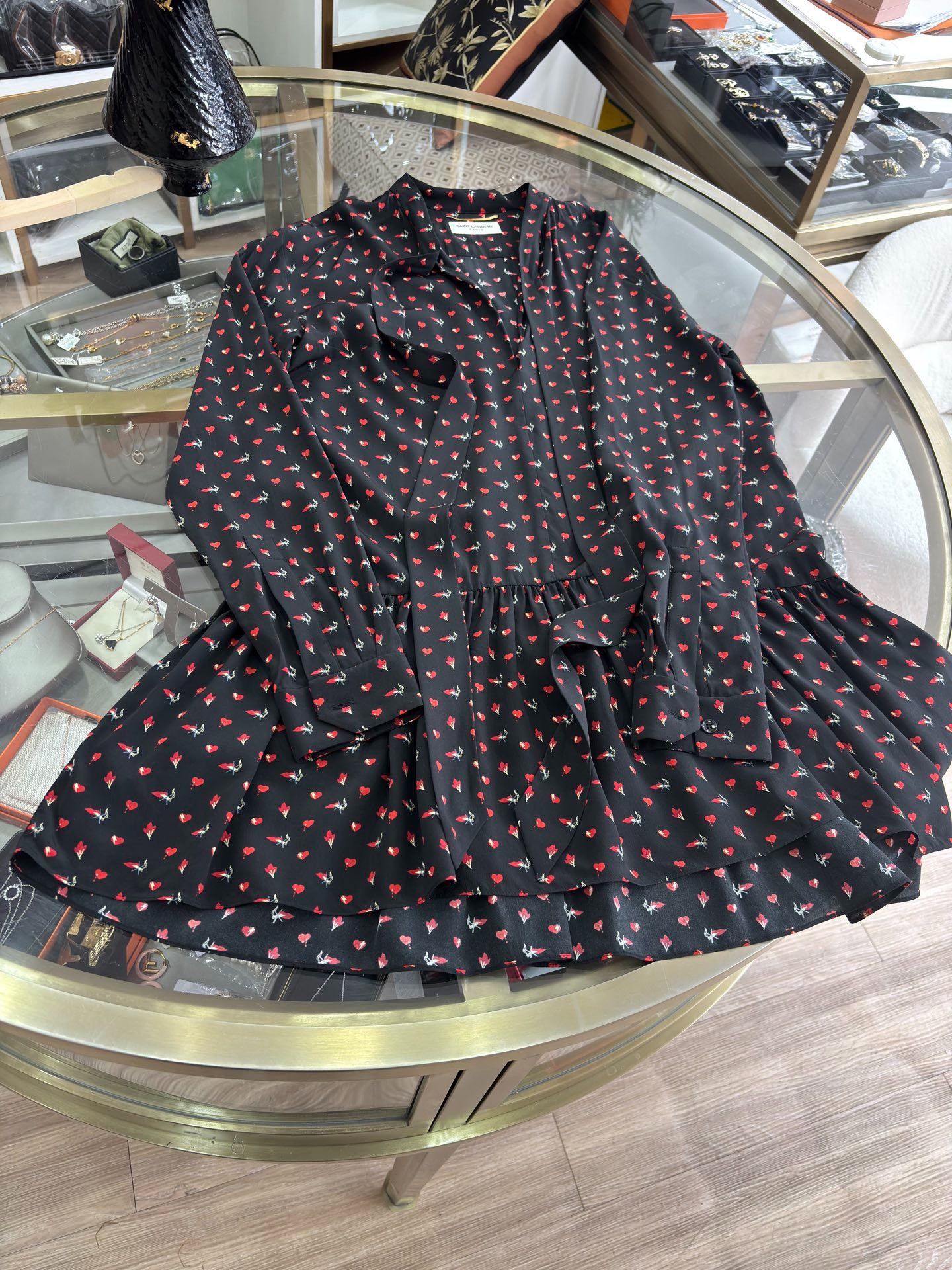 Yves Saint Laurent YSL Black Silk Bow Long Sleeve Pleated Dress Size S / US 4 / IT 40 - 5 Thumbnail