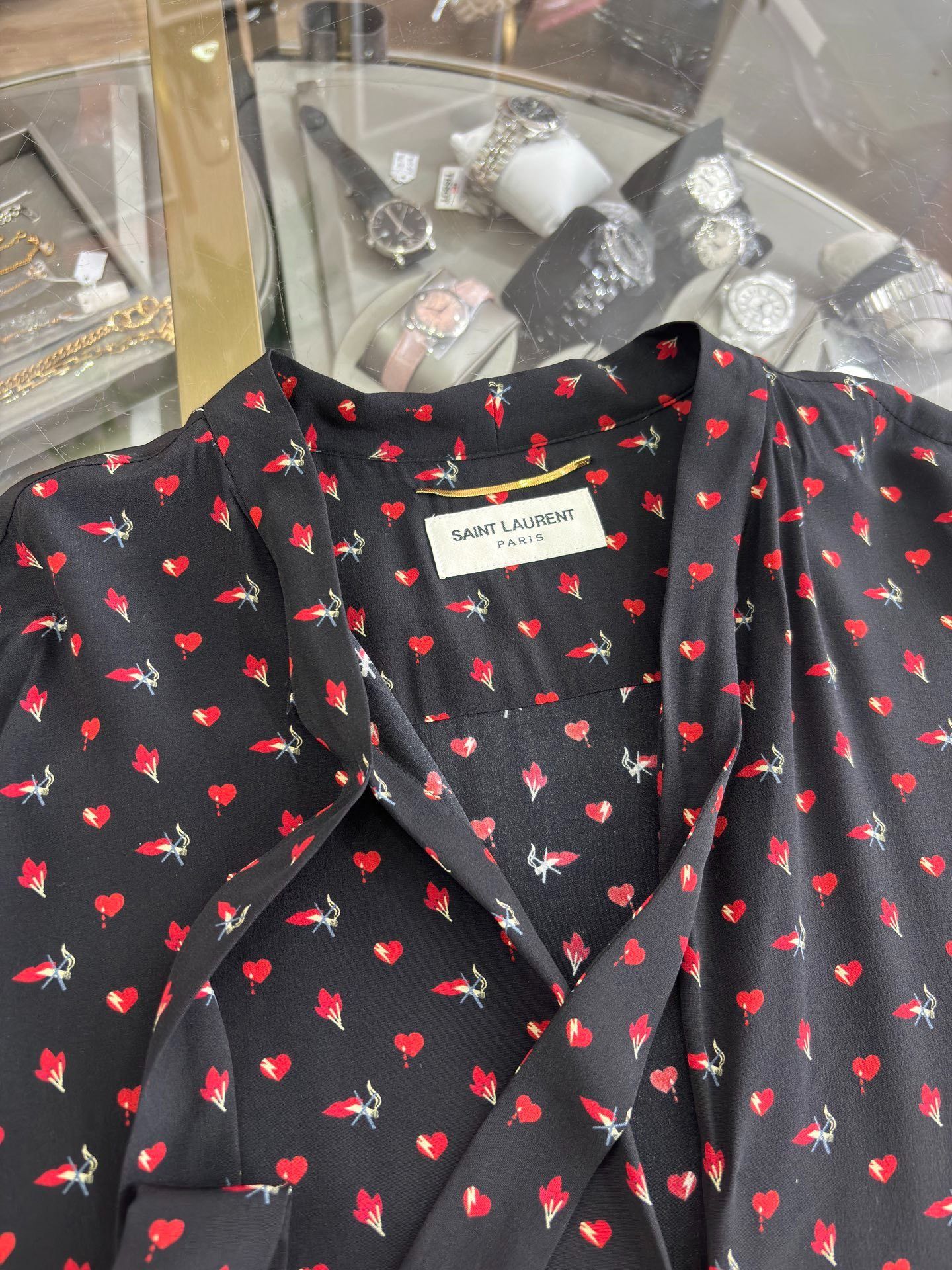Yves Saint Laurent YSL Black Silk Bow Long Sleeve Pleated Dress Size S / US 4 / IT 40 - 4 Thumbnail