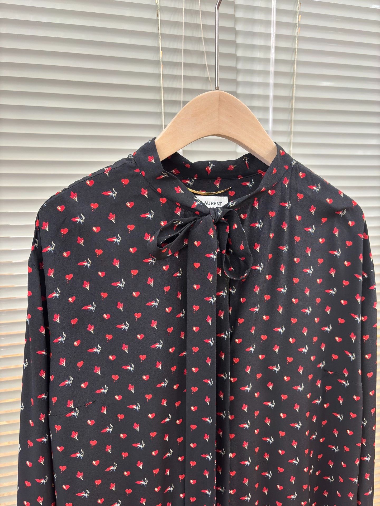 Yves Saint Laurent YSL Black Silk Bow Long Sleeve Pleated Dress Size S / US 4 / IT 40 - 3 Thumbnail