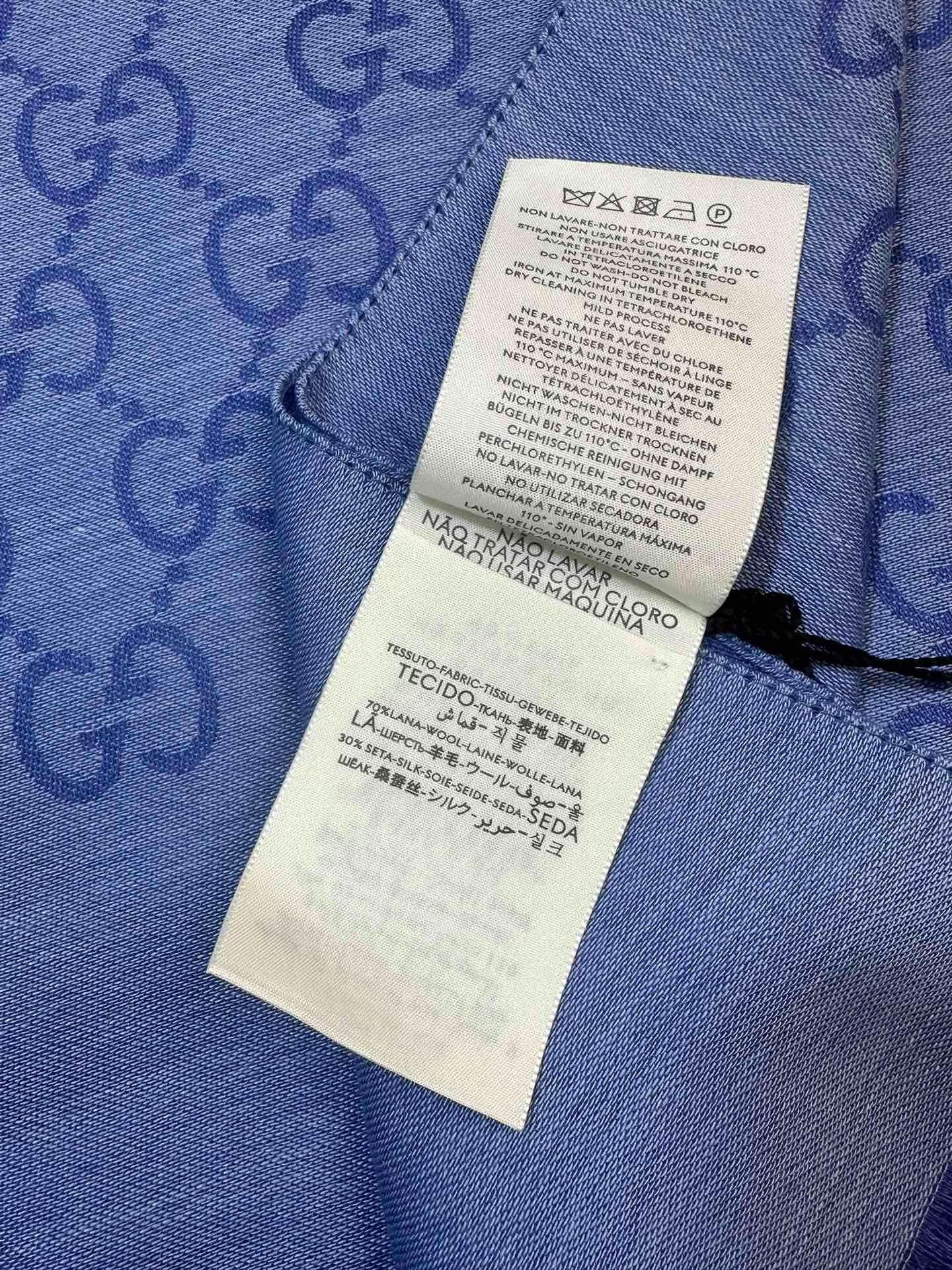 Gucci Gucci Blue Double-Sided Wool Scarf with Logo Size ONE SIZE - 3 Thumbnail