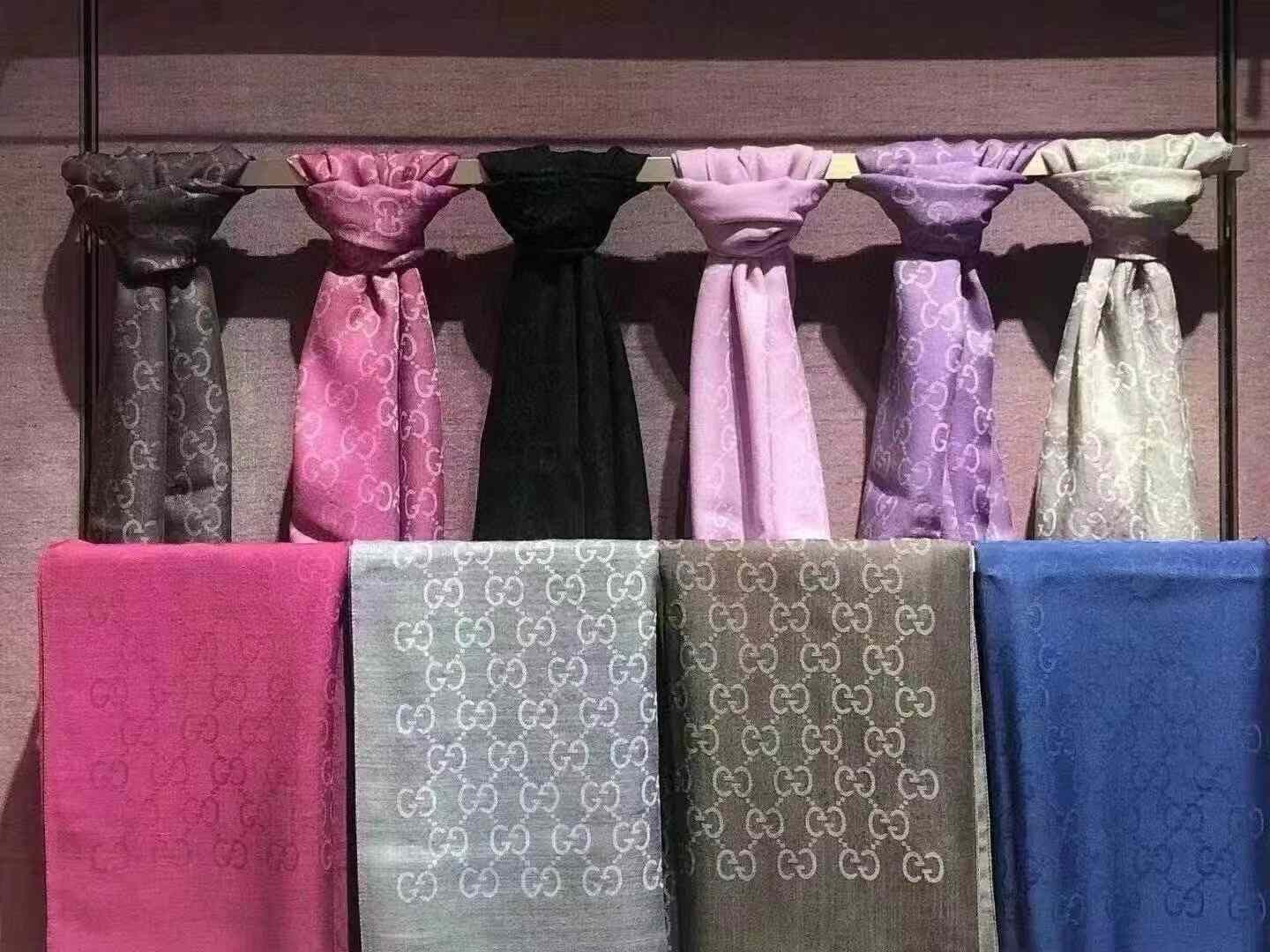 Gucci Gucci Blue Double-Sided Wool Scarf with Logo Size ONE SIZE - 9 Thumbnail