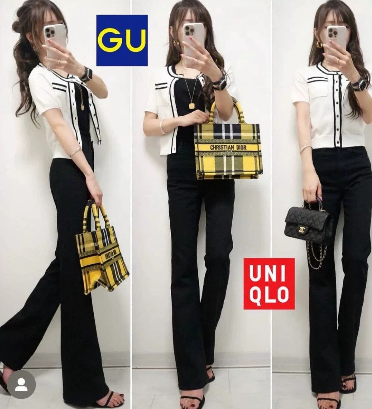 Dior Dior Yellow Plaid Small Tote Bag Size ONE SIZE - 3 Thumbnail
