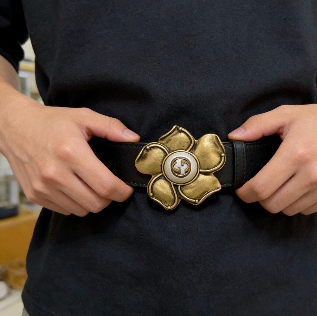 Gucci Gucci Pearl Flower Leather Belt Size ONE SIZE - 3 Thumbnail