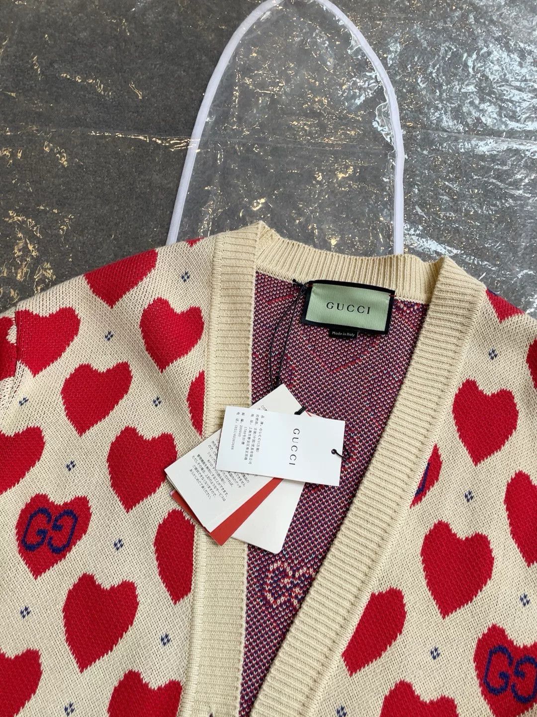 Gucci Gucci Heart Pattern Beige Knit Cardigan Size XS / US 0-2 / IT 36-38 - 3 Thumbnail