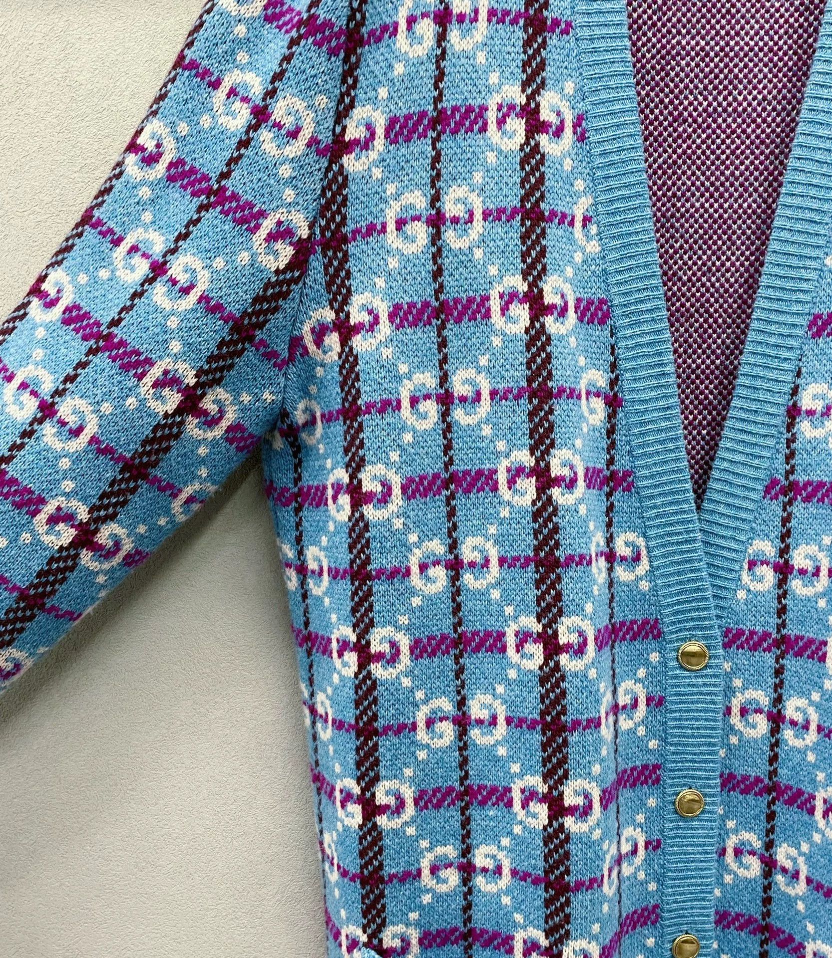 Gucci Gucci GG Monogram Blue Knit Cardigan Size XL / US 12-14 / IT 48-50 - 6 Thumbnail