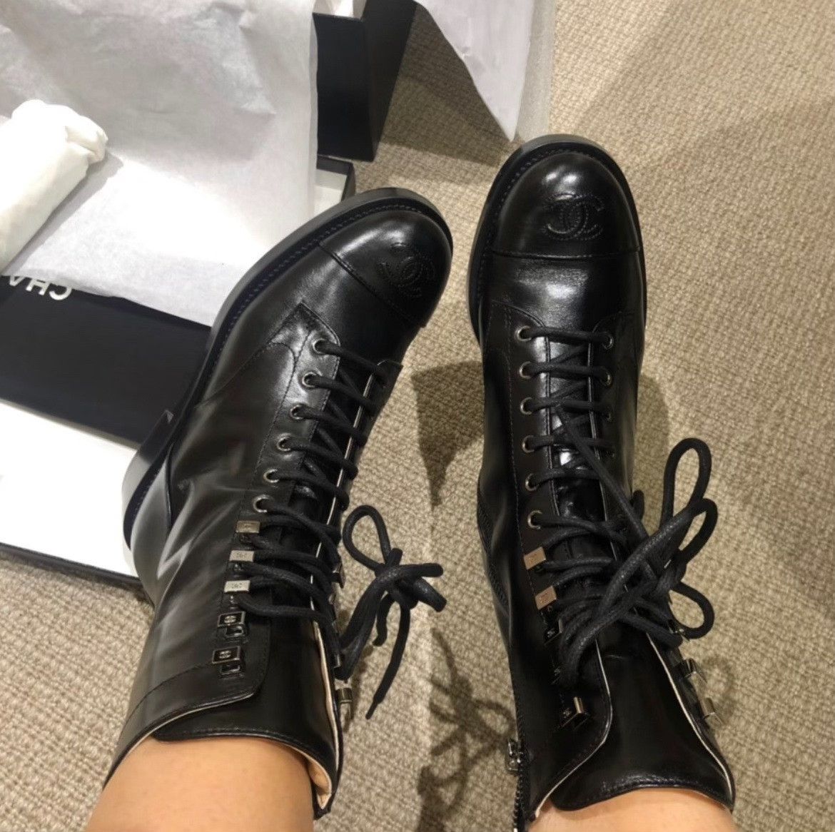 Chanel CHANEL Black Mid-Calf Boots Size US 6 / IT 36 - 7 Thumbnail