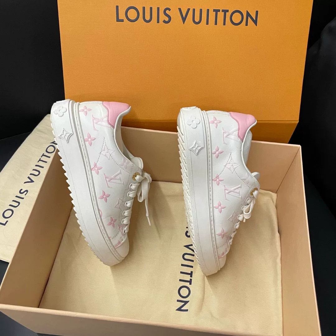 Louis Vuitton LV Logo Pink Gradient White Sneakers Size US 4 / IT 34 - 3 Thumbnail