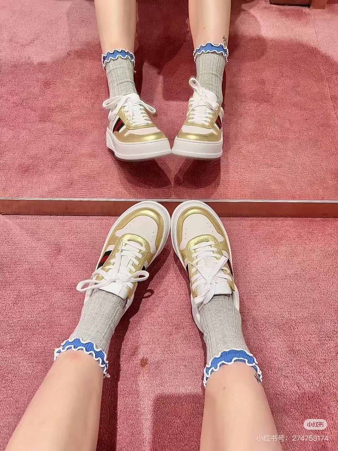 Gucci Gucci Gold-White Thick-Sole Sneakers Size US 4 / IT 34 - 9 Thumbnail