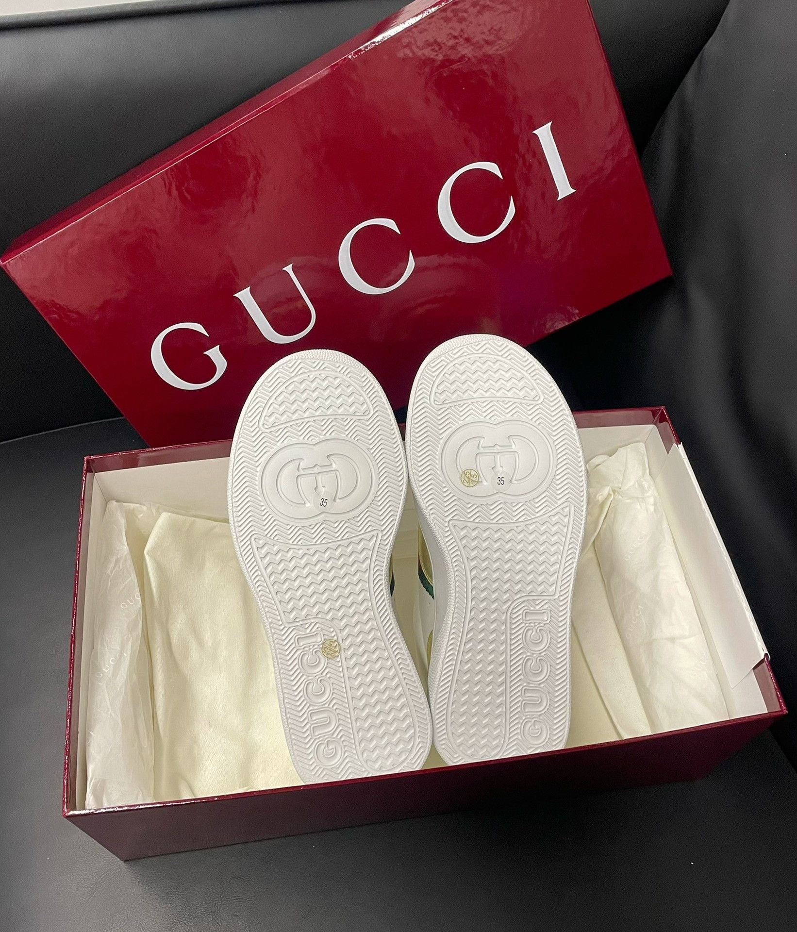 Gucci Gucci Gold-White Thick-Sole Sneakers Size US 4 / IT 34 - 4 Thumbnail