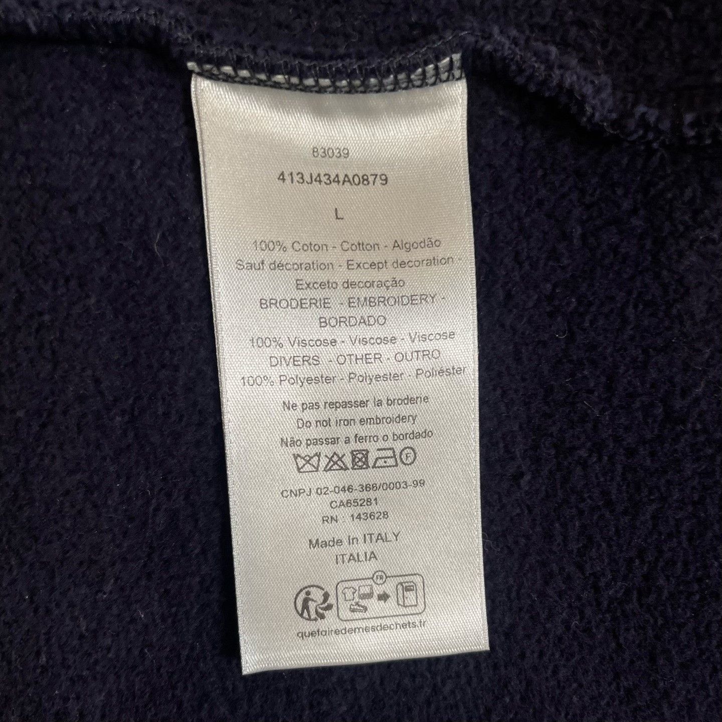 Dior Dior Navy Embroidered Sweatshirt Size US L / EU 52-54 / 3 - 6 Thumbnail