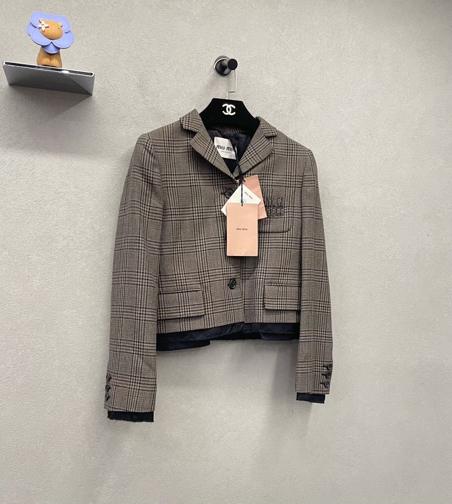 Miu Miu Miumiu Brown Checkered Coat Size XS / US 0-2 / IT 36-38 - 2 Thumbnail