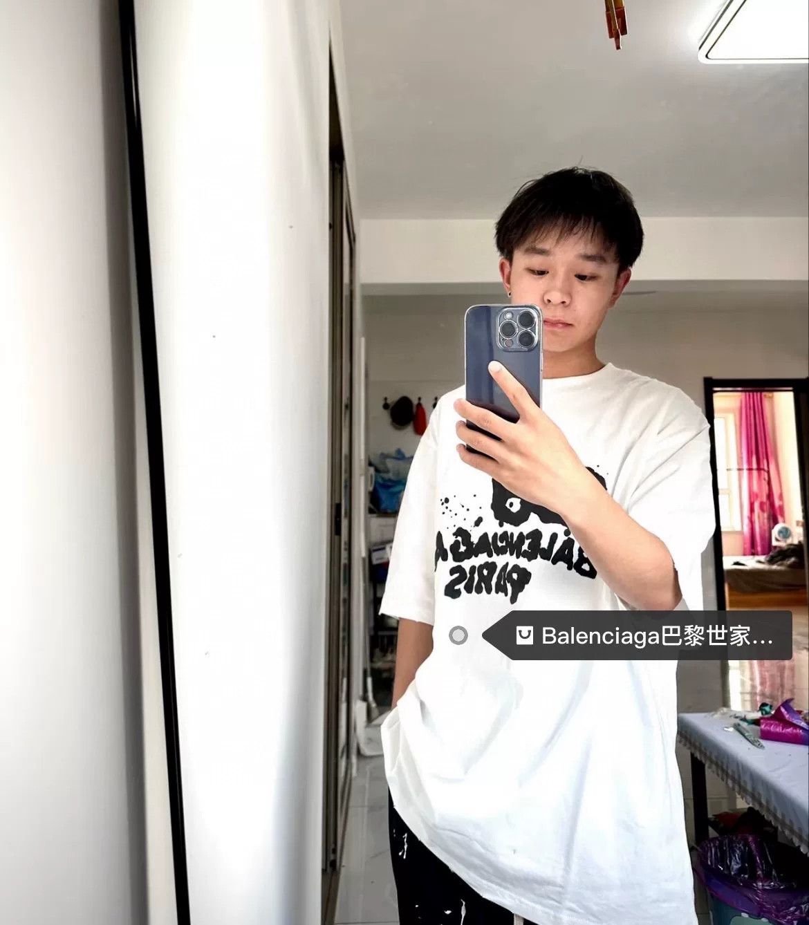 Balenciaga Balenciaga White Double B Short Sleeve Size US L / EU 52-54 / 3 - 8 Thumbnail