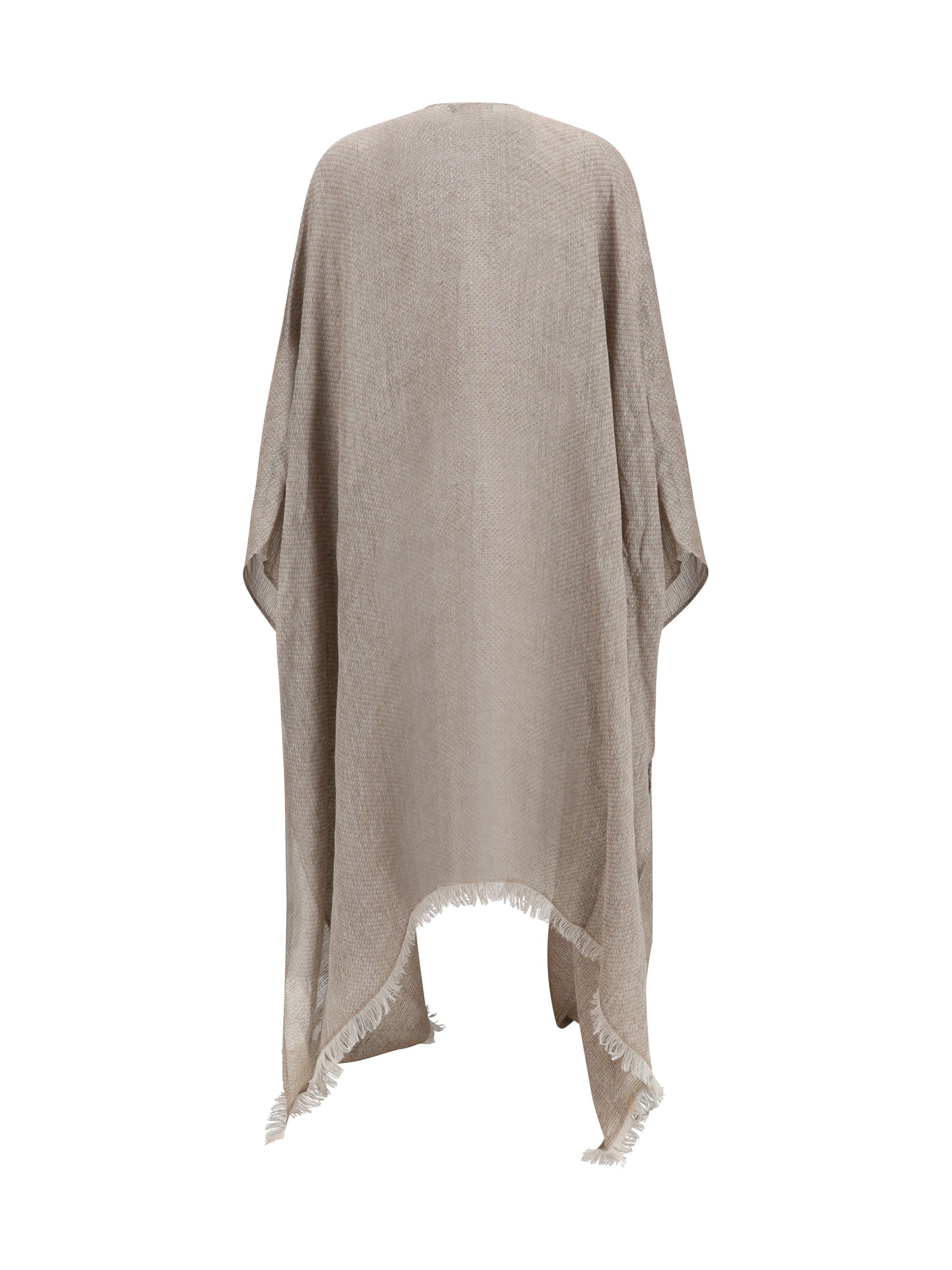 Fabiana Filippi Frayed linen Cape Size ONE SIZE - 2 Thumbnail