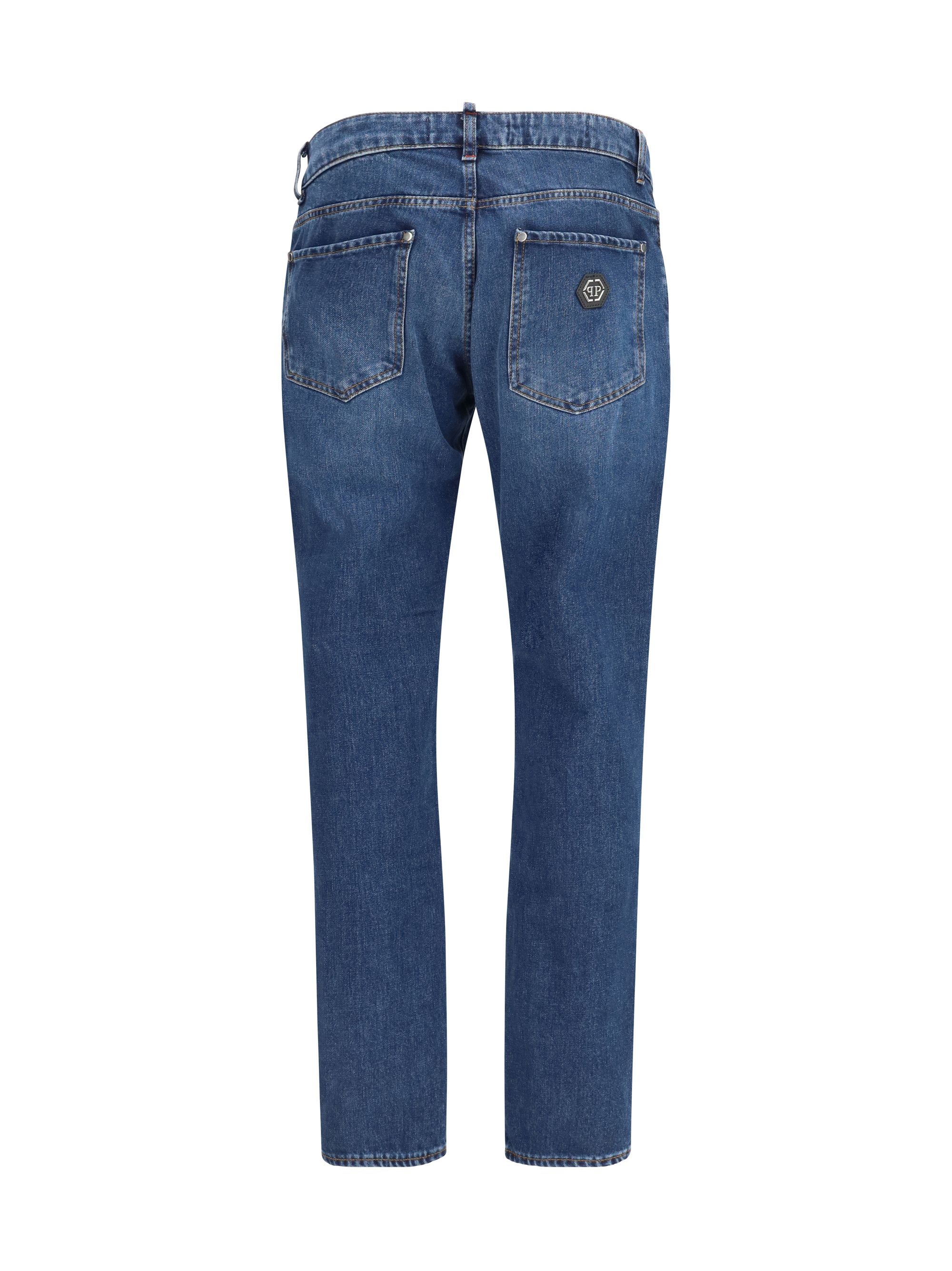 Philipp Plein Basic Straight Cut Jeans with straight leg logo appliqué Size US 33 - 2 Thumbnail