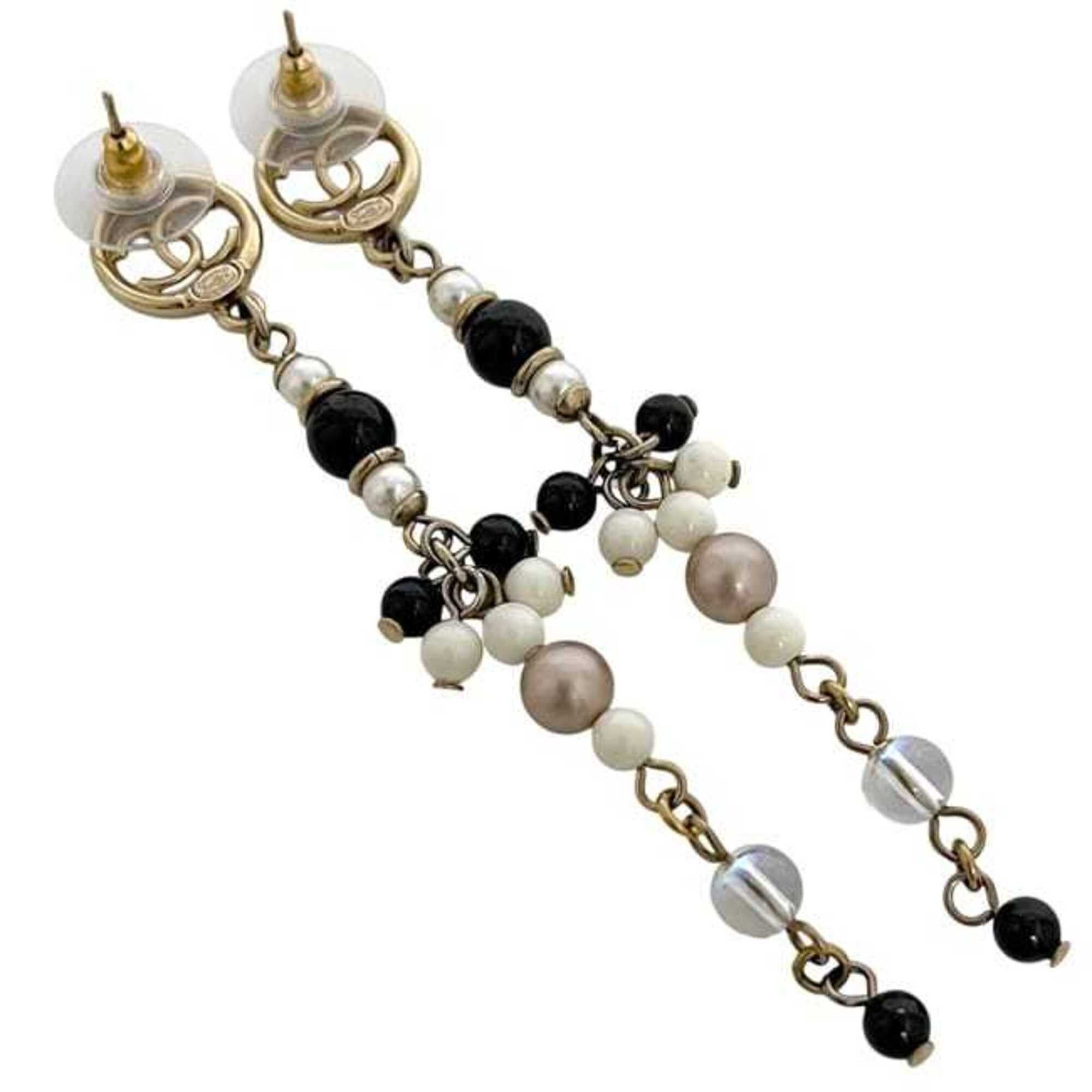 Chanel Chanel Swing Earrings Gold Black White Multicolor Coco Mark Faux Pearl Colored Stone GP A19 S CHANEL Size ONE SIZE - 5 Thumbnail