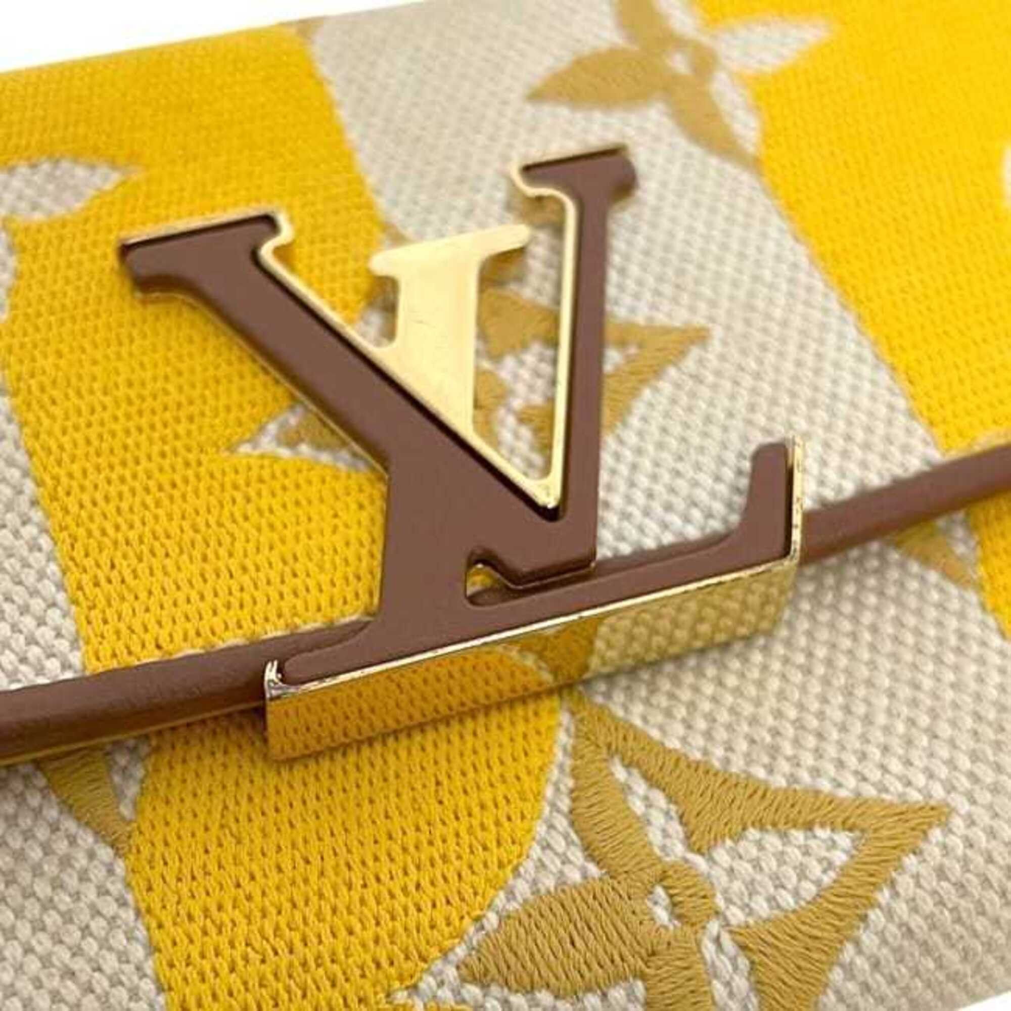 Louis Vuitton Louis Vuitton Bi-fold Long Wallet Portefeuille Capucines f-25312 Yellow Brown Jaune Stripe M80416 Jacquard Canvas Leather IC Tag Compatible LOUIS VUITTON LV Monogram Size ONE SIZE - 10 Thumbnail