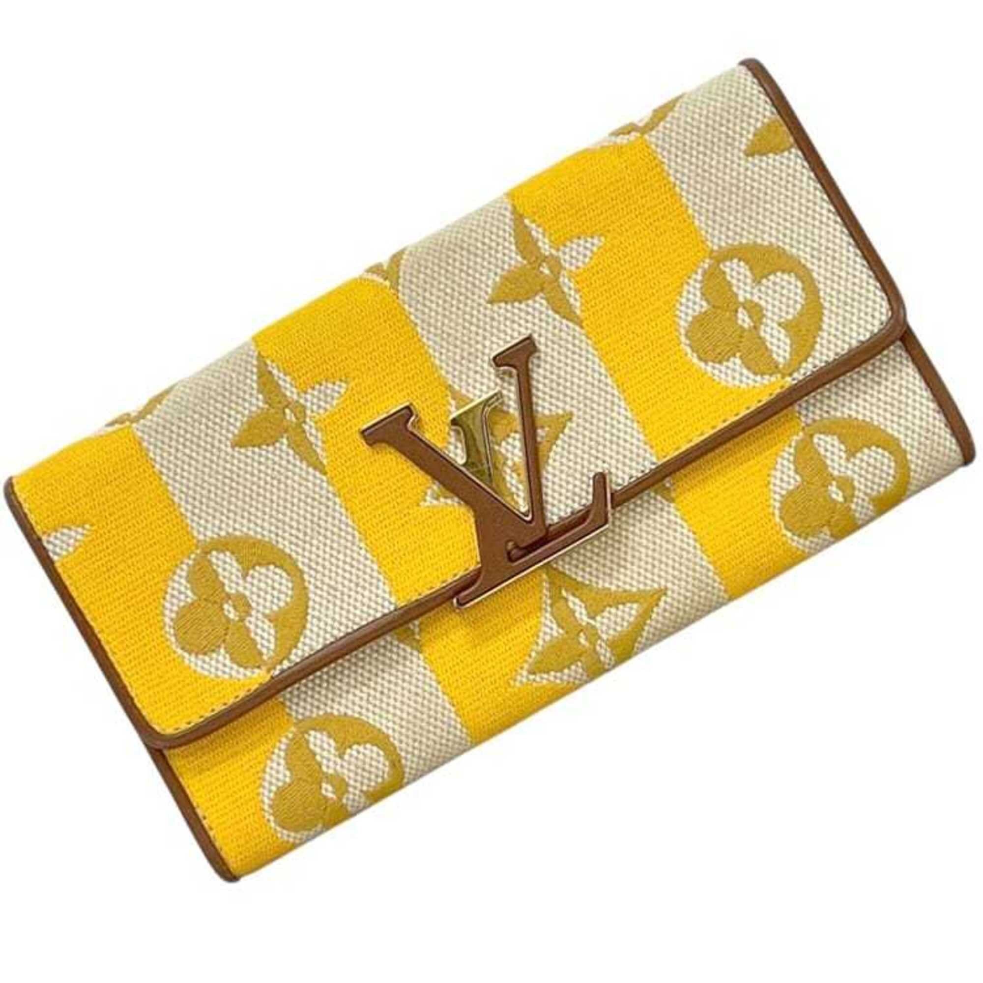 Louis Vuitton Louis Vuitton Bi-fold Long Wallet Portefeuille Capucines f-25312 Yellow Brown Jaune Stripe M80416 Jacquard Canvas Leather IC Tag Compatible LOUIS VUITTON LV Monogram Size ONE SIZE - 2 Thumbnail