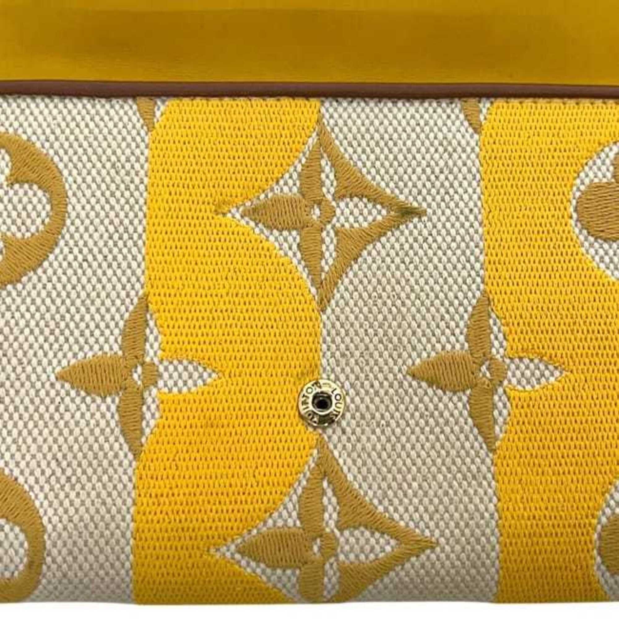 Louis Vuitton Louis Vuitton Bi-fold Long Wallet Portefeuille Capucines f-25312 Yellow Brown Jaune Stripe M80416 Jacquard Canvas Leather IC Tag Compatible LOUIS VUITTON LV Monogram Size ONE SIZE - 7 Thumbnail