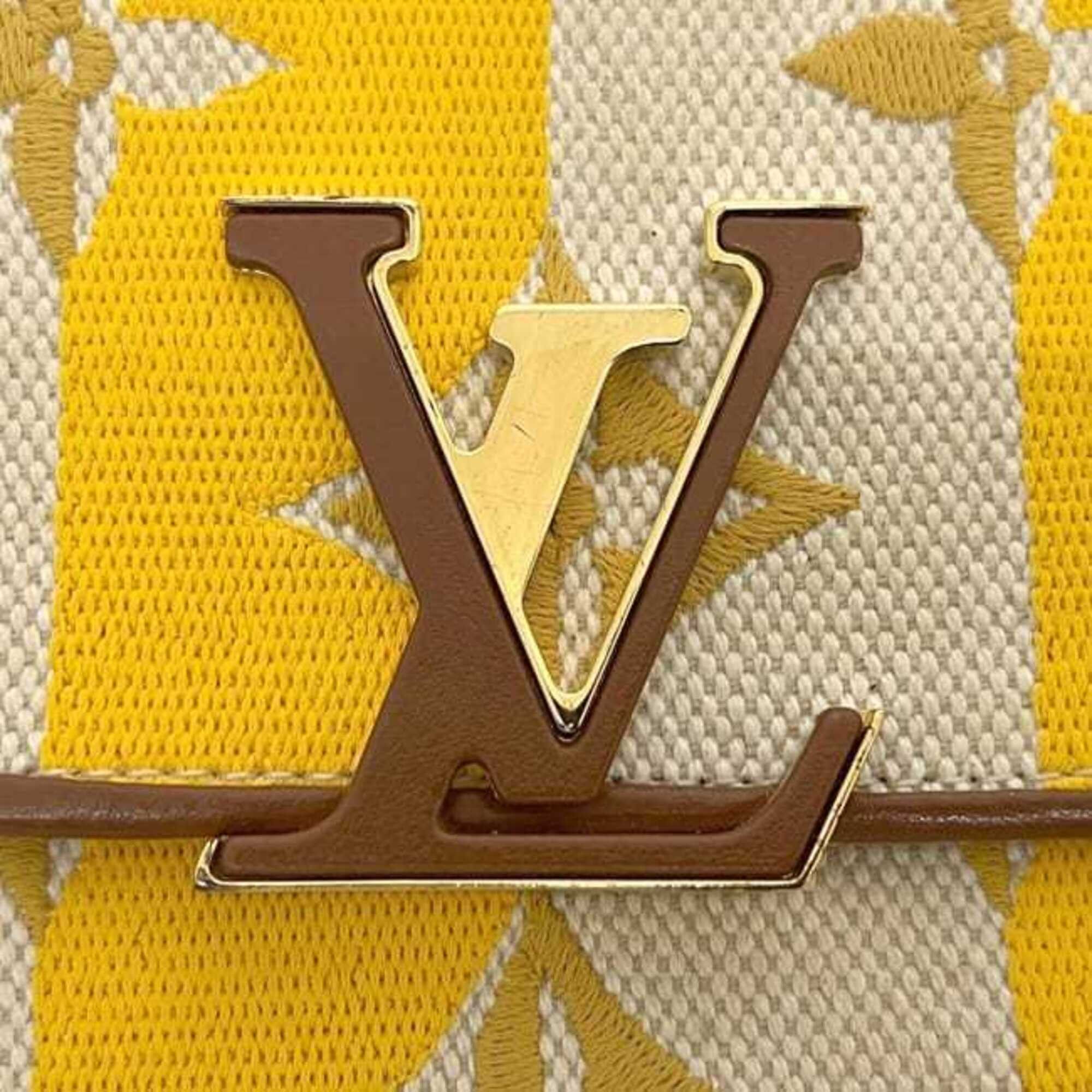 Louis Vuitton Louis Vuitton Bi-fold Long Wallet Portefeuille Capucines f-25312 Yellow Brown Jaune Stripe M80416 Jacquard Canvas Leather IC Tag Compatible LOUIS VUITTON LV Monogram Size ONE SIZE - 11 Thumbnail