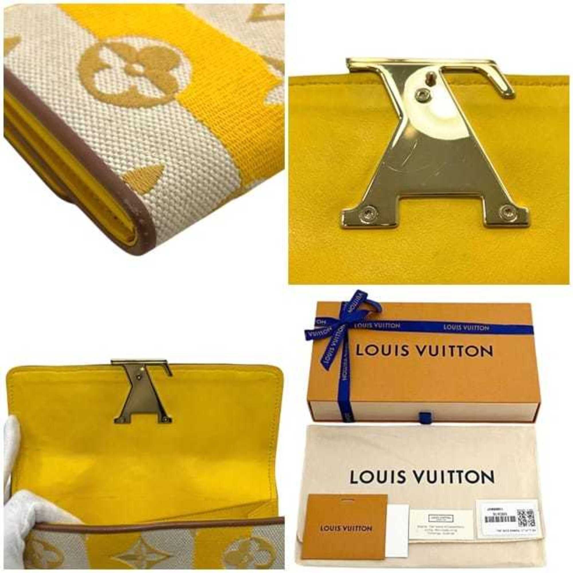 Louis Vuitton Louis Vuitton Bi-fold Long Wallet Portefeuille Capucines f-25312 Yellow Brown Jaune Stripe M80416 Jacquard Canvas Leather IC Tag Compatible LOUIS VUITTON LV Monogram Size ONE SIZE - 9 Thumbnail