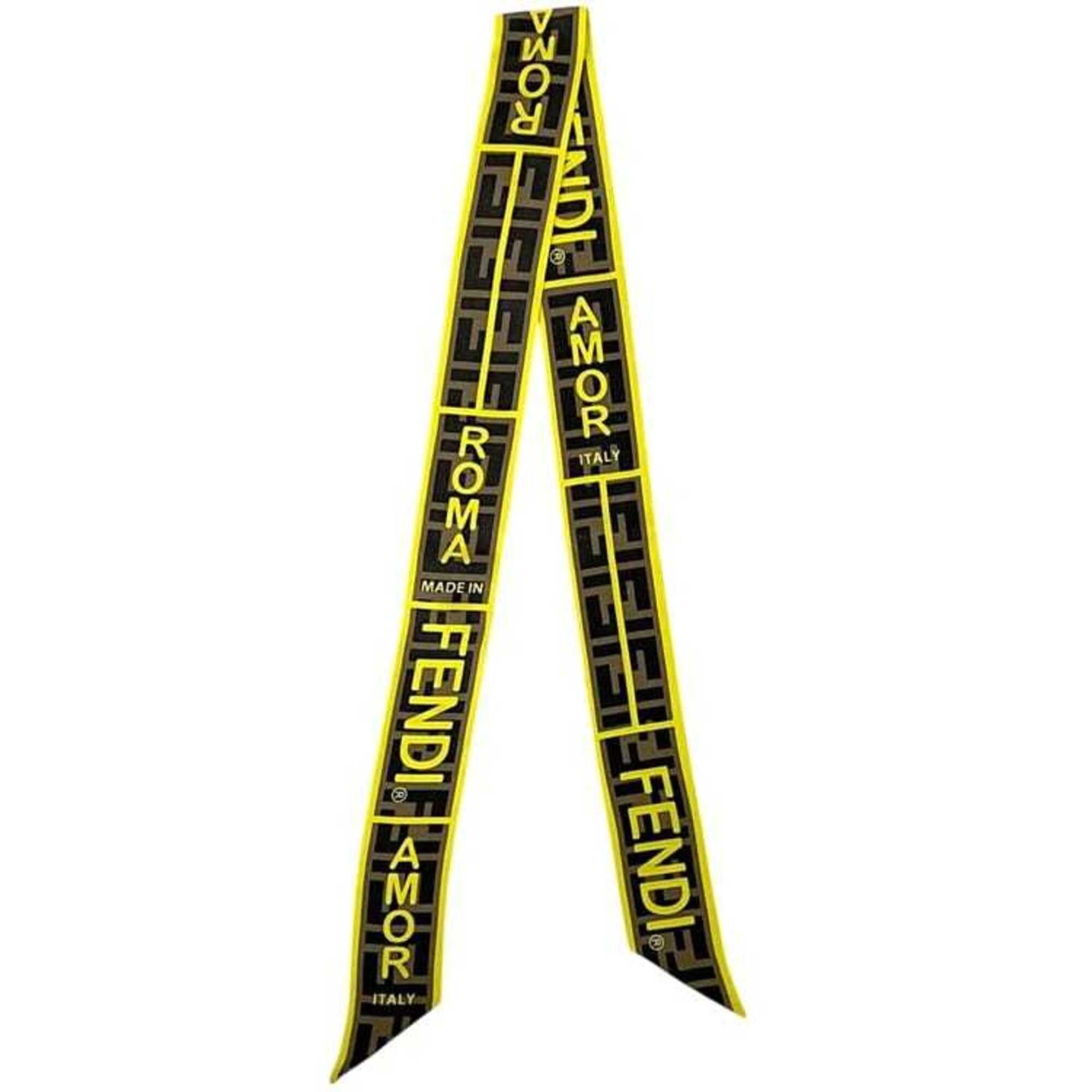 Fendi Fendi Ribbon Scarf Muffler, Rappie, Yellow, Khaki, Green, Zucca, FXT269 A7 TU 62141000, 100% Silk, FENDI Size ONE SIZE - 2 Thumbnail