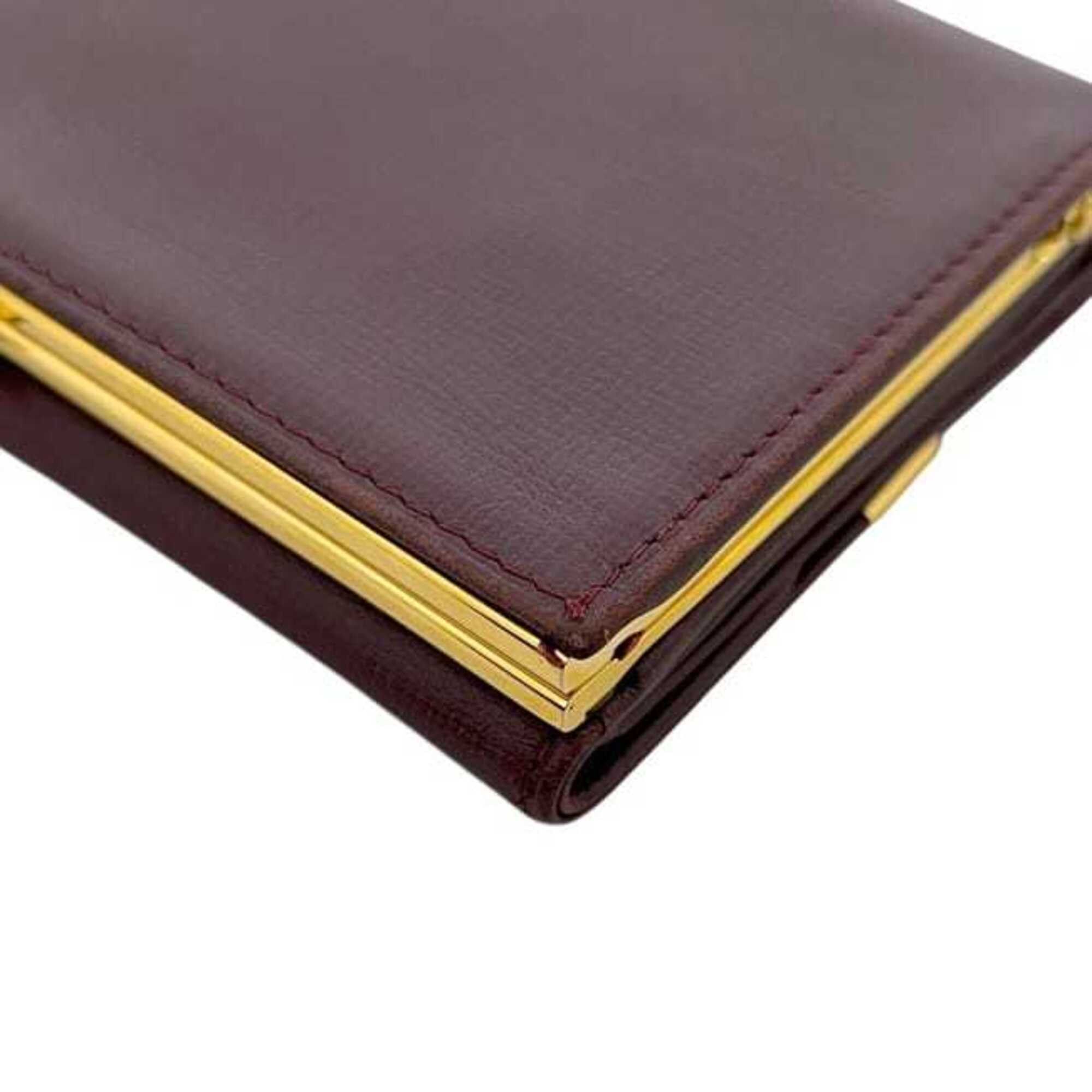 Cartier Cartier Tri-fold Wallet ec-25266 Bordeaux Must Clasp Leather Compact Folding Wine Red Women's Men's Size ONE SIZE - 8 Thumbnail