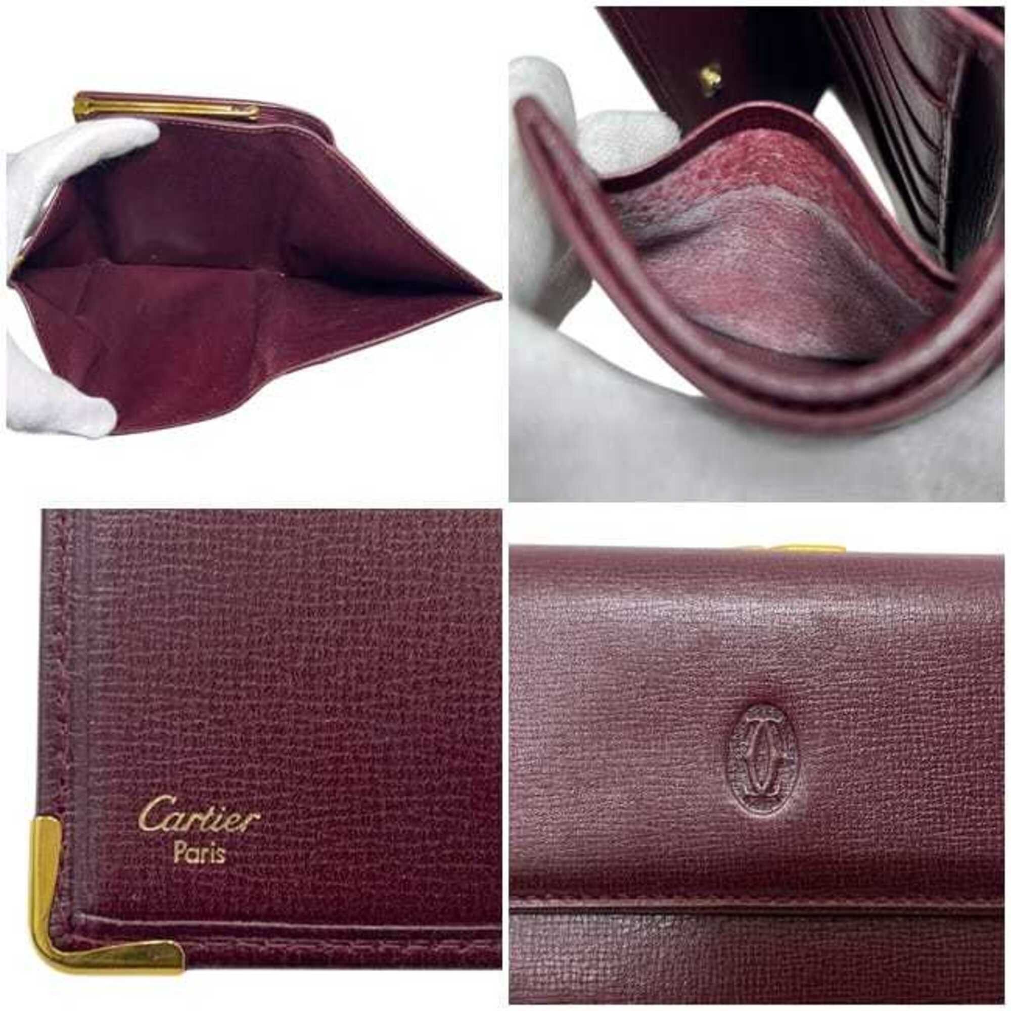 Cartier Cartier Tri-fold Wallet ec-25266 Bordeaux Must Clasp Leather Compact Folding Wine Red Women's Men's Size ONE SIZE - 4 Thumbnail