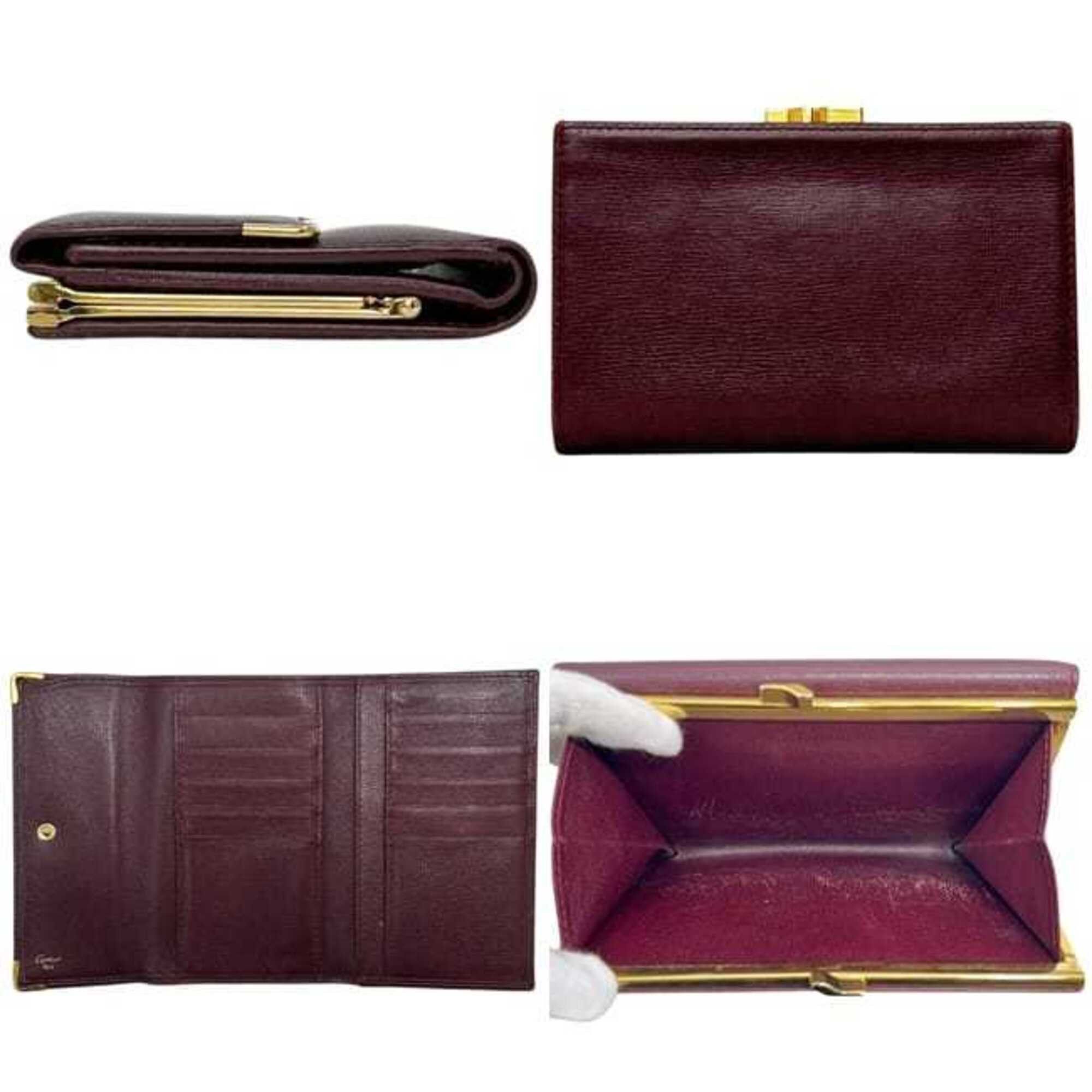 Cartier Cartier Tri-fold Wallet ec-25266 Bordeaux Must Clasp Leather Compact Folding Wine Red Women's Men's Size ONE SIZE - 3 Thumbnail