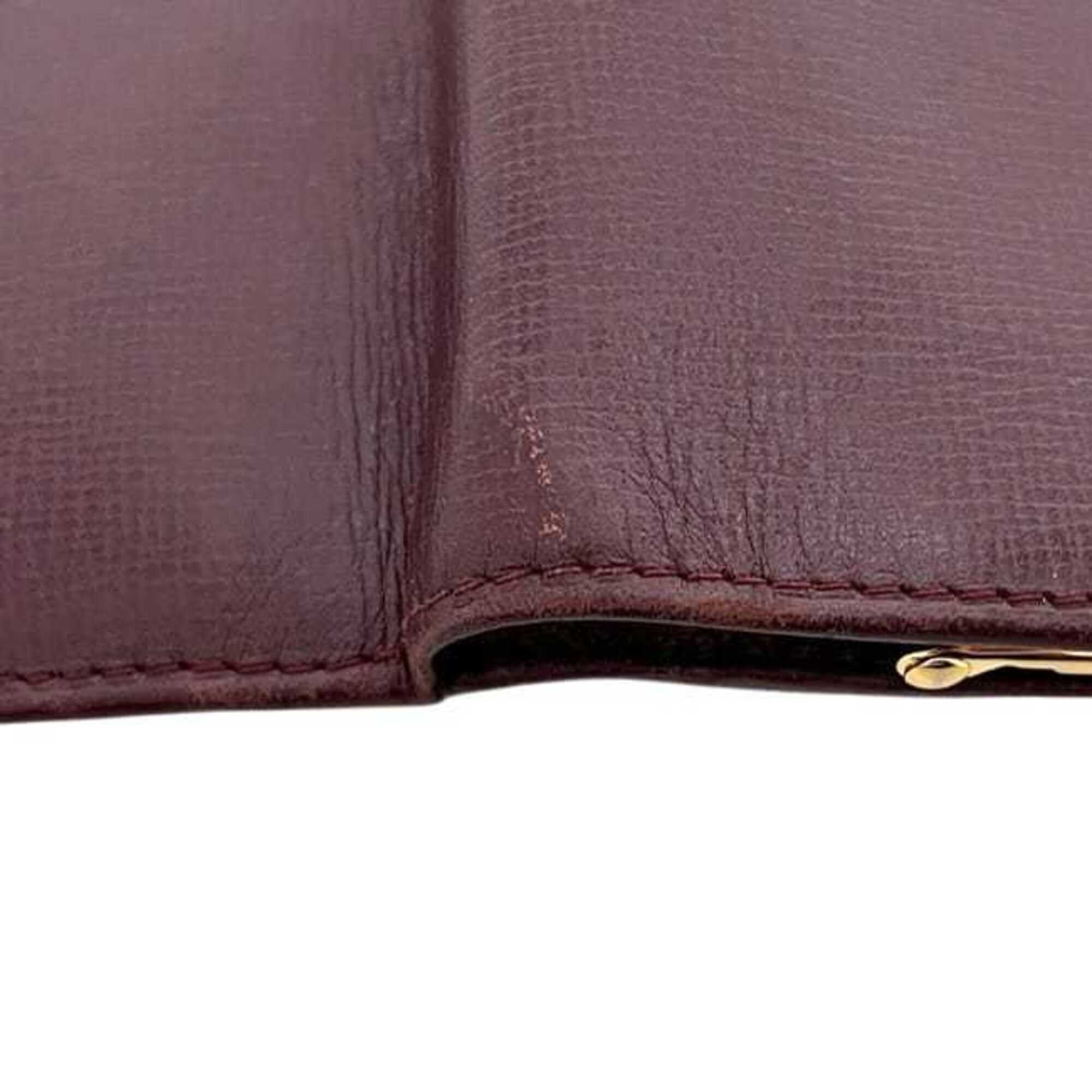 Cartier Cartier Tri-fold Wallet ec-25266 Bordeaux Must Clasp Leather Compact Folding Wine Red Women's Men's Size ONE SIZE - 7 Thumbnail