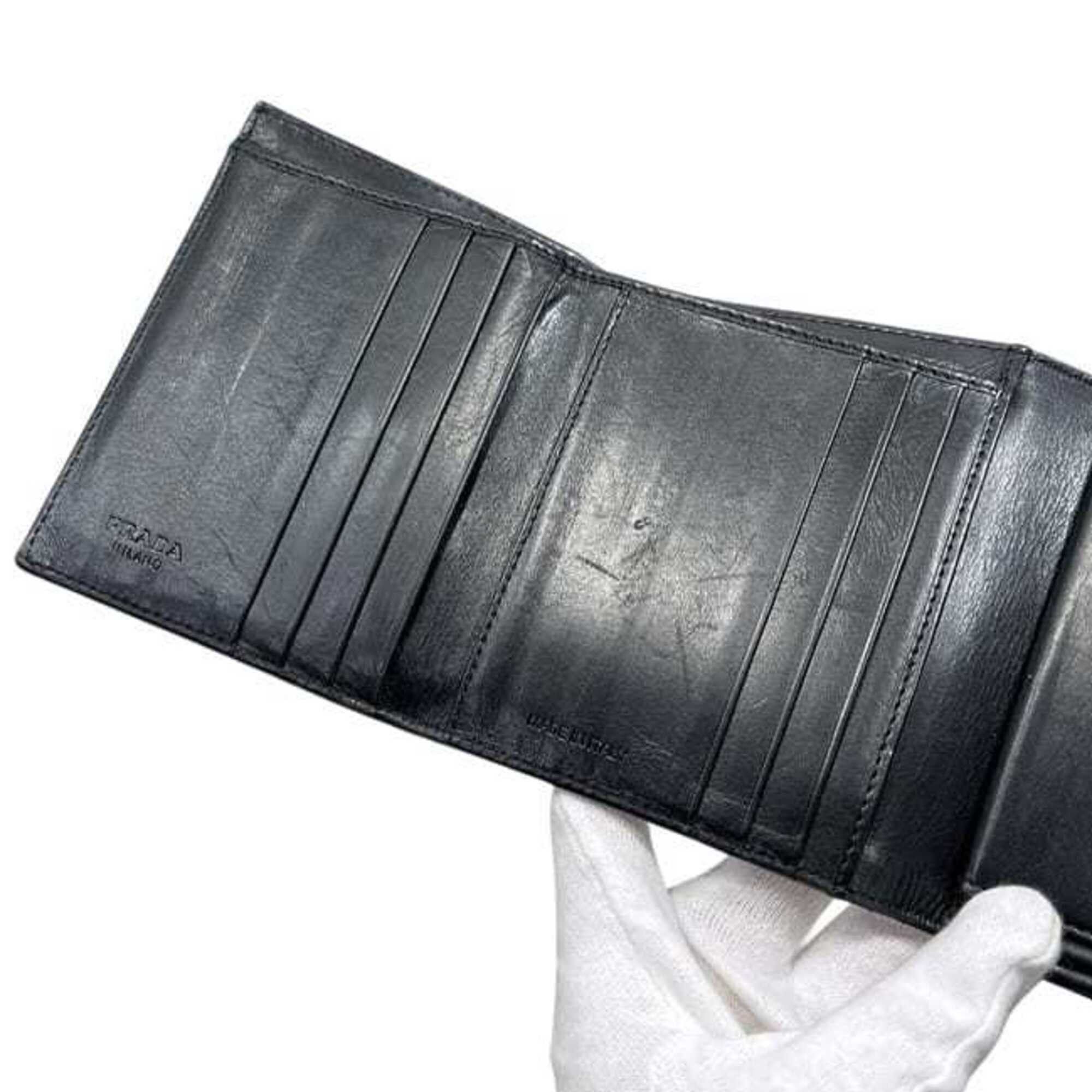 Prada Prada Tri-fold Wallet ec-25261 Black NERO Compact Patent Leather PRADA Enamel Folding Women's Men's Mark Size ONE SIZE - 6 Thumbnail