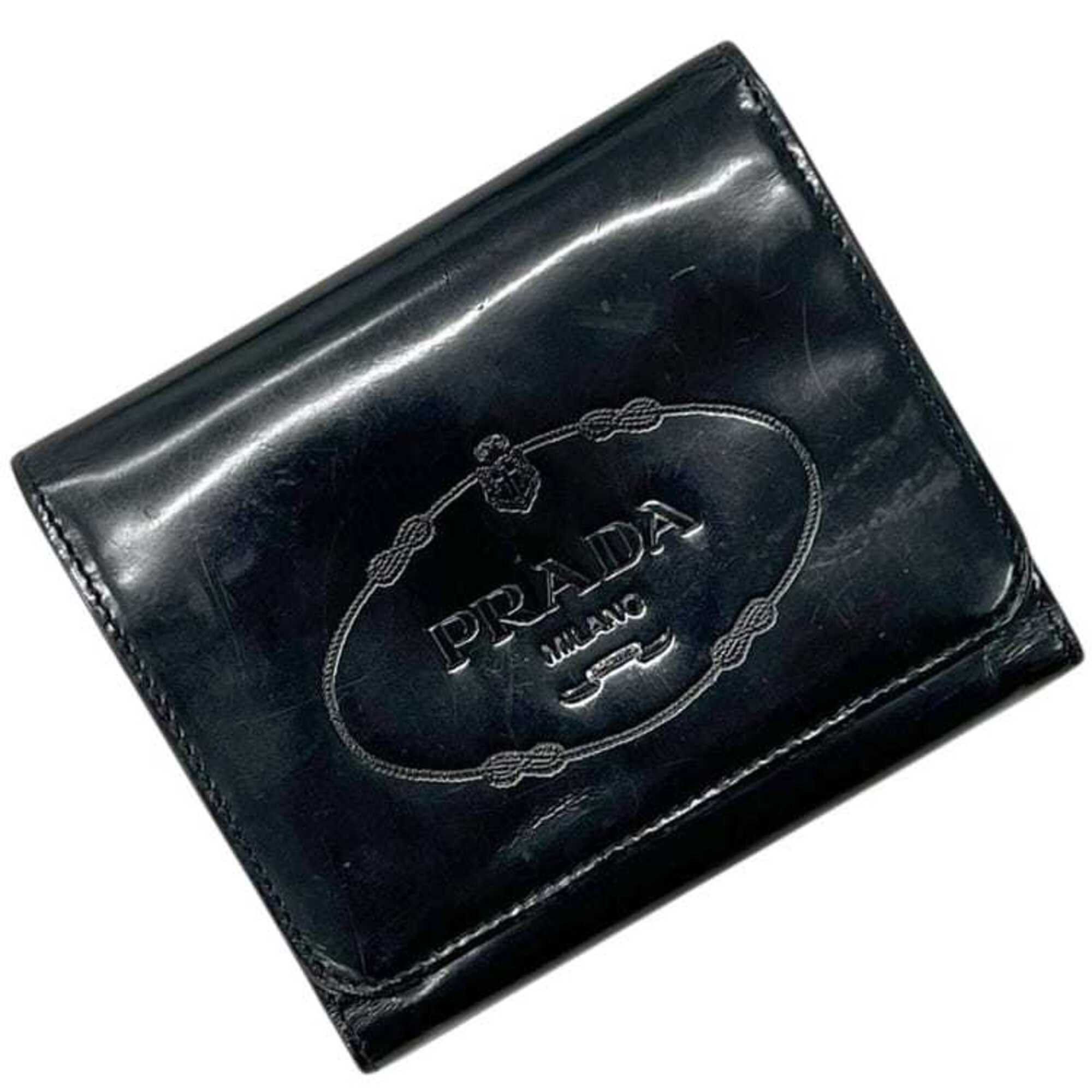 Prada Prada Tri-fold Wallet ec-25261 Black NERO Compact Patent Leather PRADA Enamel Folding Women's Men's Mark Size ONE SIZE - 2 Thumbnail