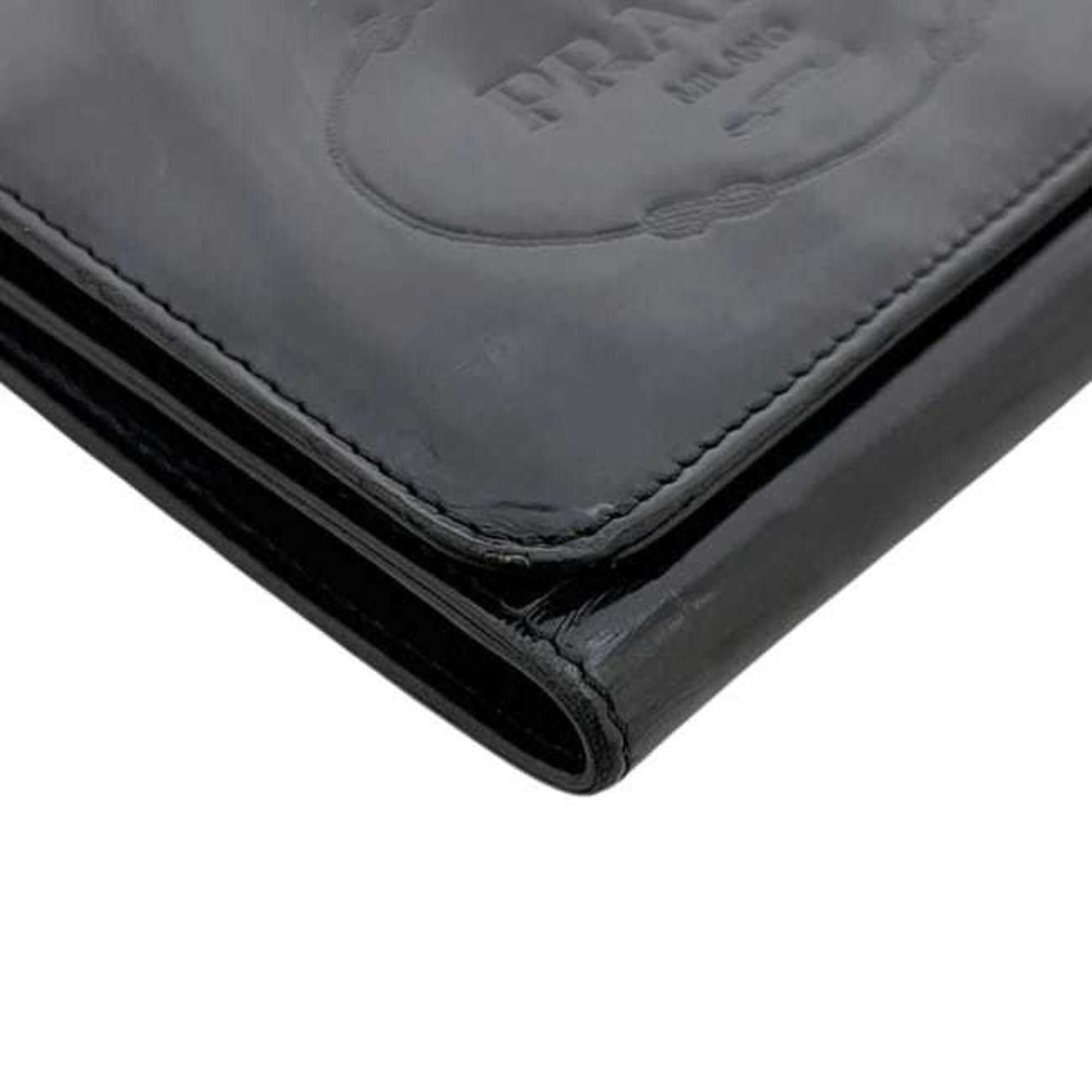 Prada Prada Tri-fold Wallet ec-25261 Black NERO Compact Patent Leather PRADA Enamel Folding Women's Men's Mark Size ONE SIZE - 9 Thumbnail