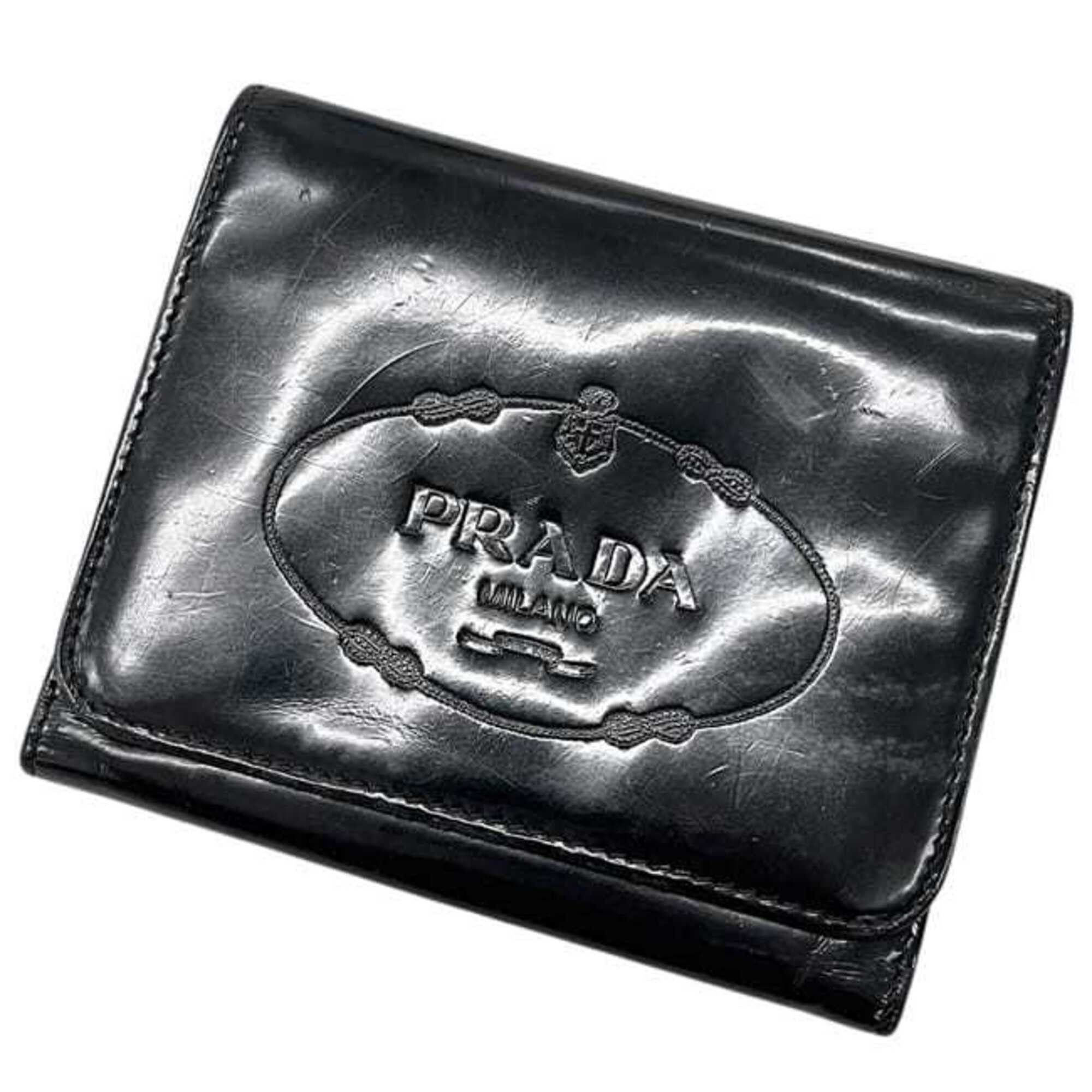 Prada Prada Tri-fold Wallet ec-25261 Black NERO Compact Patent Leather PRADA Enamel Folding Women's Men's Mark Size ONE SIZE - 10 Thumbnail