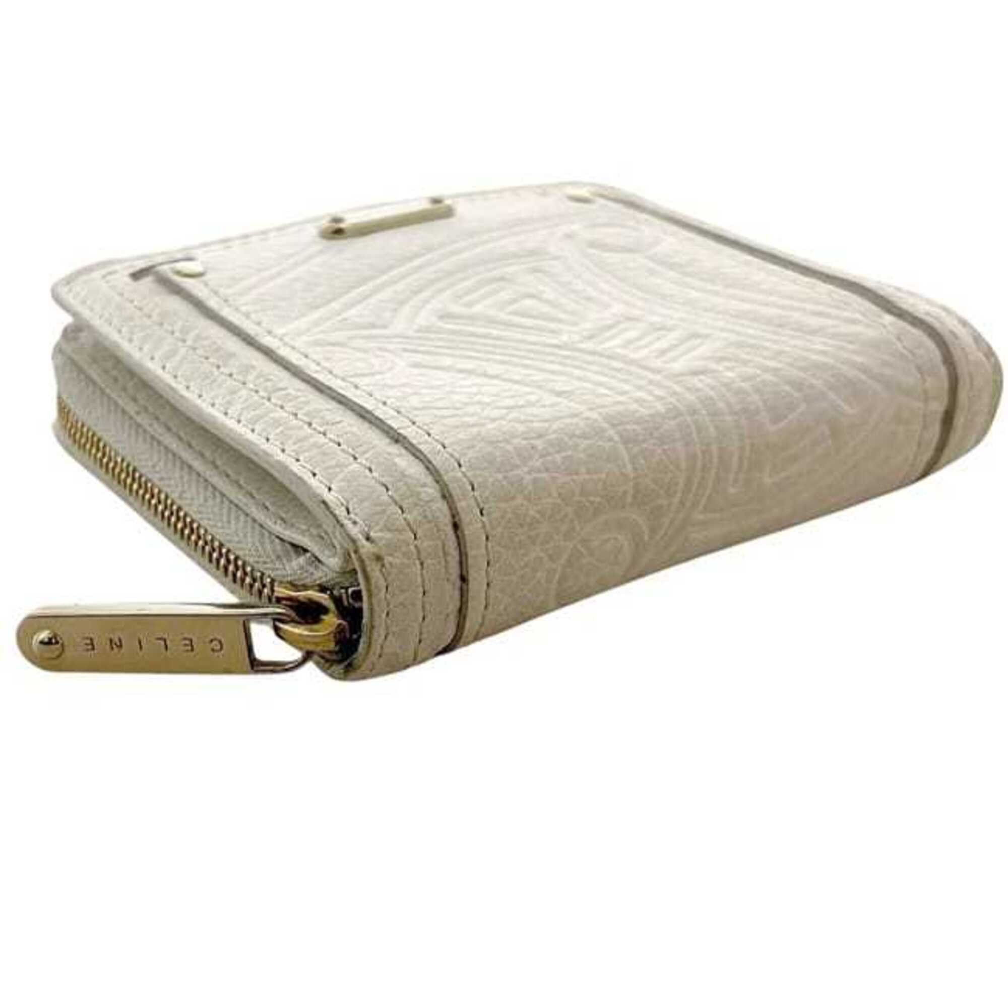 Celine Celine bi-fold wallet ec-25309 White Triomphe Leather CELINE Embossed Mini Compact Women's Men's Wallet Mark Size ONE SIZE - 7 Thumbnail