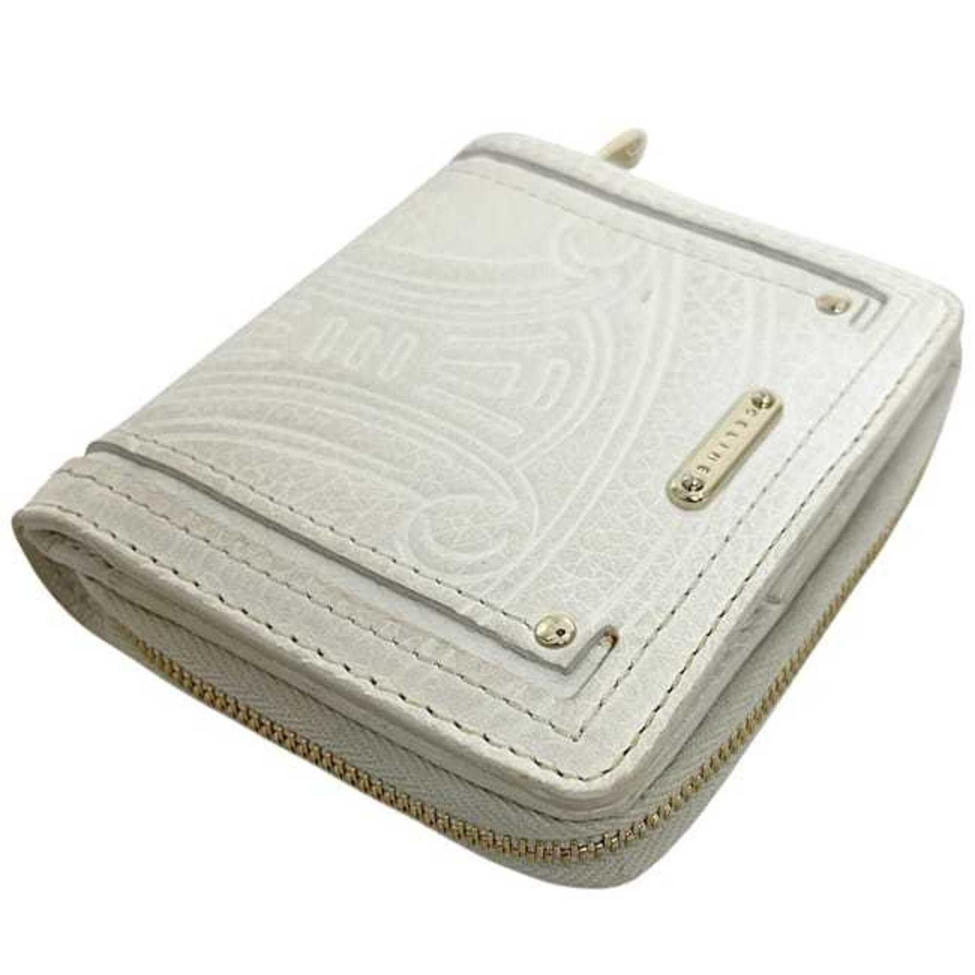 Celine Celine bi-fold wallet ec-25309 White Triomphe Leather CELINE Embossed Mini Compact Women's Men's Wallet Mark Size ONE SIZE - 10 Thumbnail