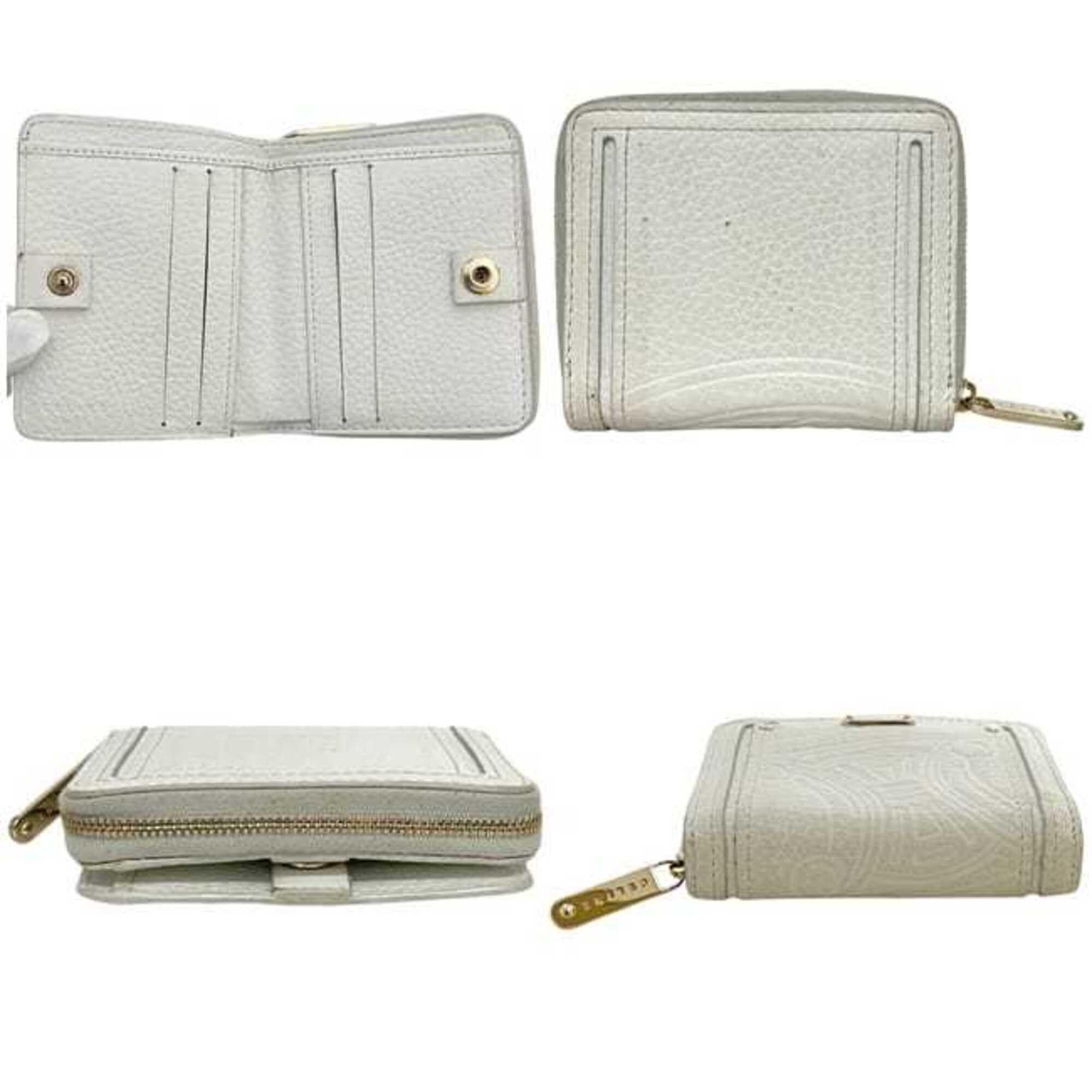 Celine Celine bi-fold wallet ec-25309 White Triomphe Leather CELINE Embossed Mini Compact Women's Men's Wallet Mark Size ONE SIZE - 3 Thumbnail