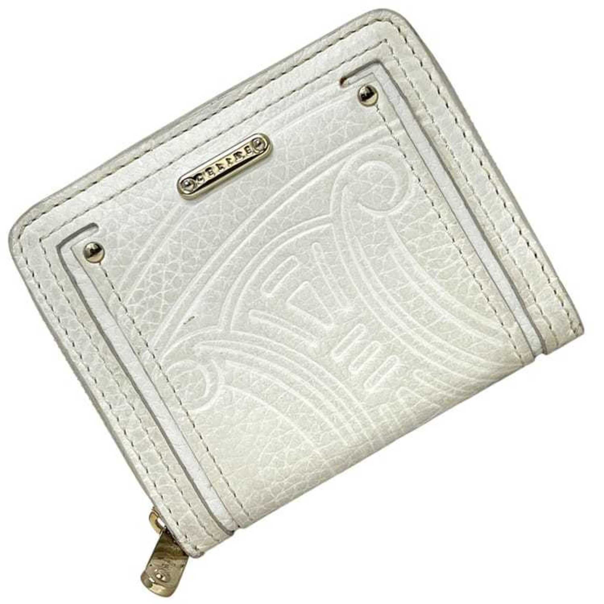 Celine Celine bi-fold wallet ec-25309 White Triomphe Leather CELINE Embossed Mini Compact Women's Men's Wallet Mark Size ONE SIZE - 2 Thumbnail
