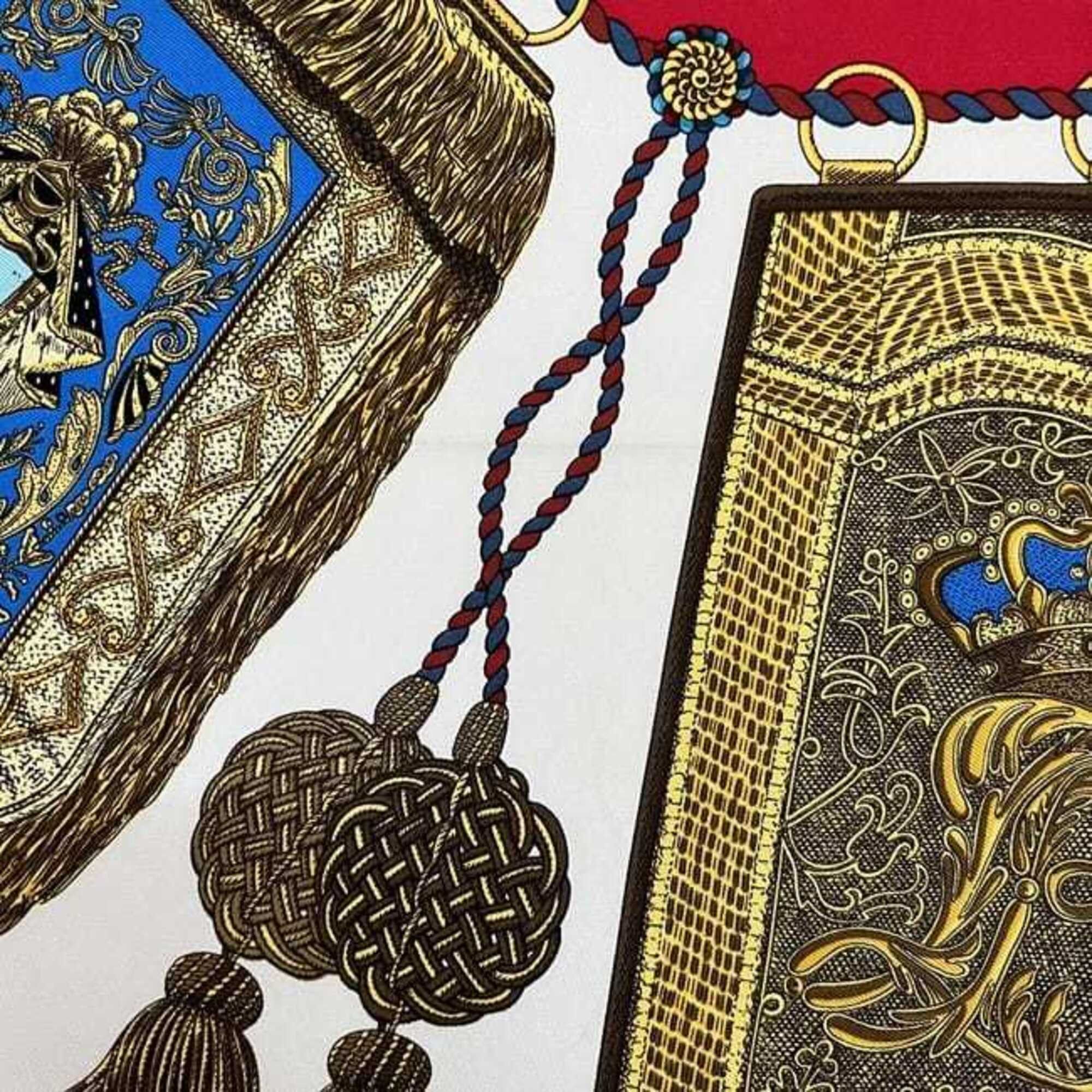 Hermes Hermes Scarf/Muffler, Carre 90, ec-25292, Red, White, Gold, Poste et Cavalerie, 100% Silk, Large Size, Saber-shaped Pouch, SOIE, Men's/Women's Size ONE SIZE - 9 Thumbnail