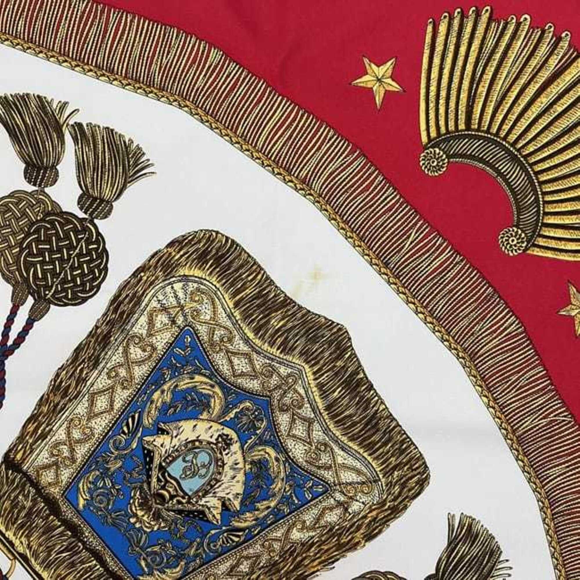Hermes Hermes Scarf/Muffler, Carre 90, ec-25292, Red, White, Gold, Poste et Cavalerie, 100% Silk, Large Size, Saber-shaped Pouch, SOIE, Men's/Women's Size ONE SIZE - 5 Thumbnail