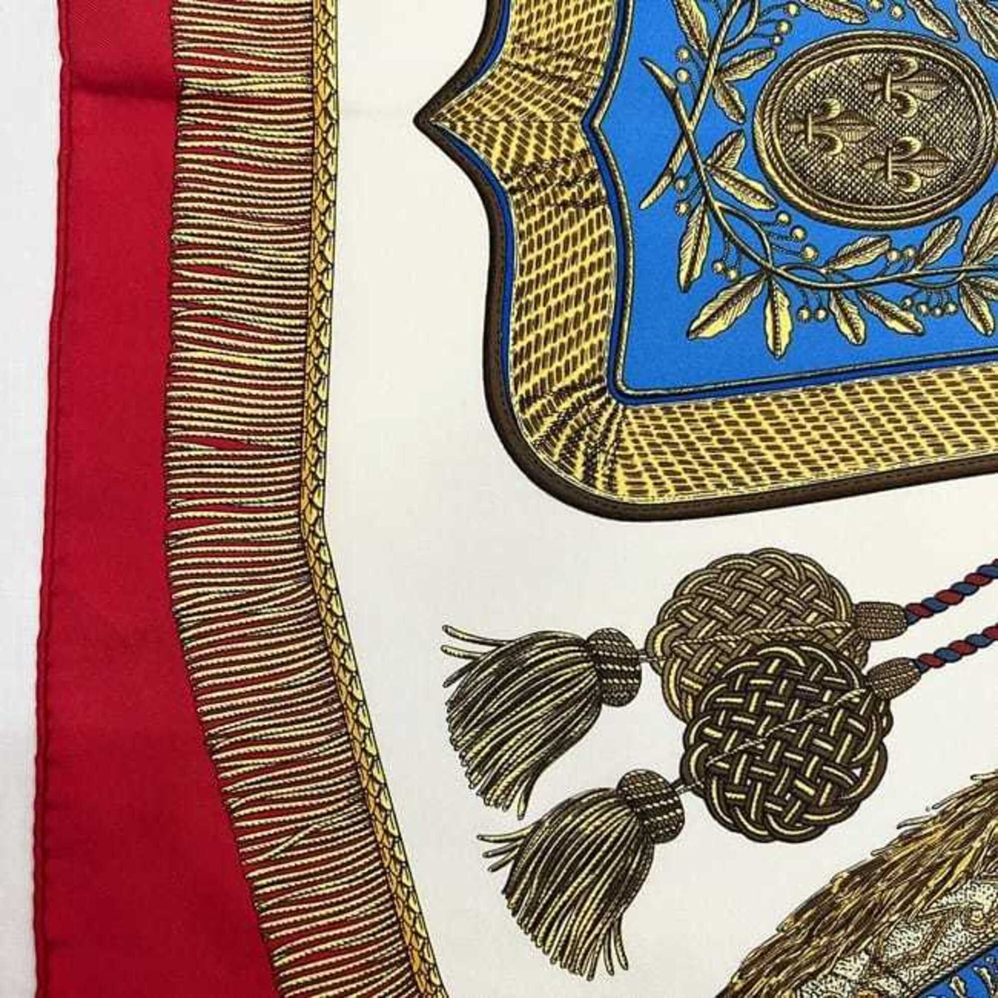 Hermes Hermes Scarf/Muffler, Carre 90, ec-25292, Red, White, Gold, Poste et Cavalerie, 100% Silk, Large Size, Saber-shaped Pouch, SOIE, Men's/Women's Size ONE SIZE - 6 Thumbnail