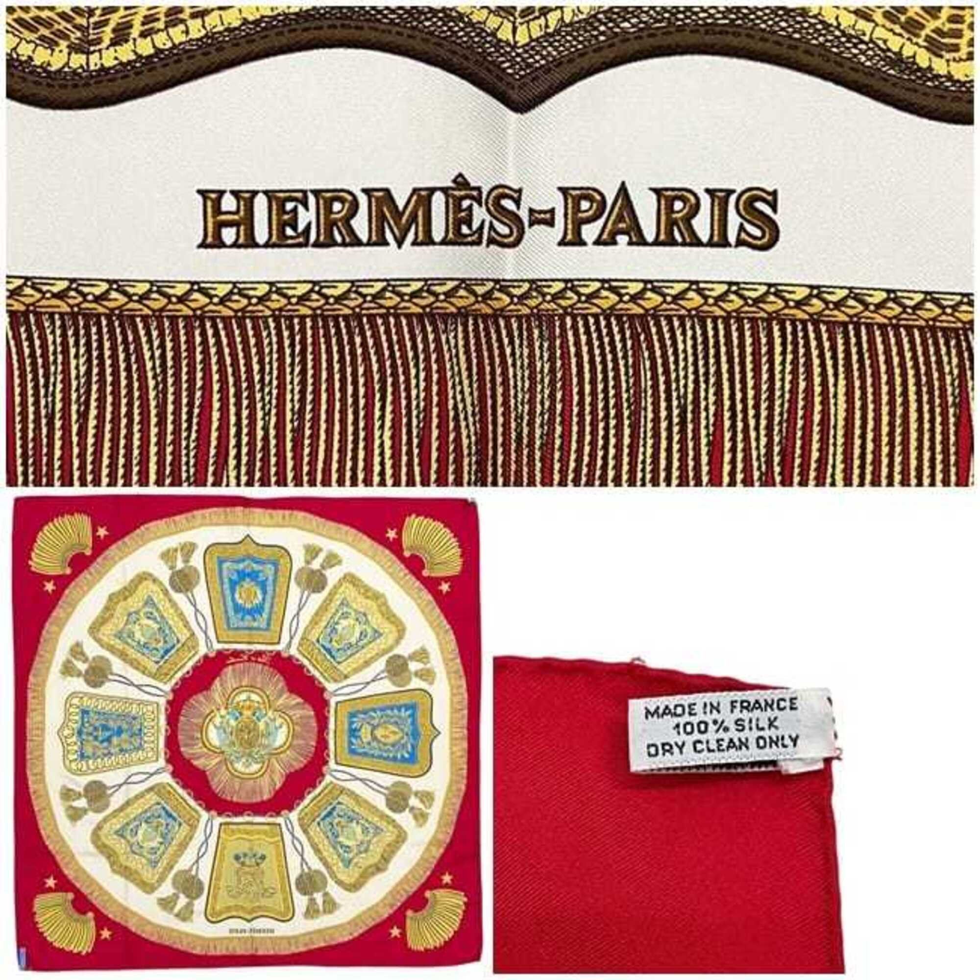 Hermes Hermes Scarf/Muffler, Carre 90, ec-25292, Red, White, Gold, Poste et Cavalerie, 100% Silk, Large Size, Saber-shaped Pouch, SOIE, Men's/Women's Size ONE SIZE - 3 Thumbnail