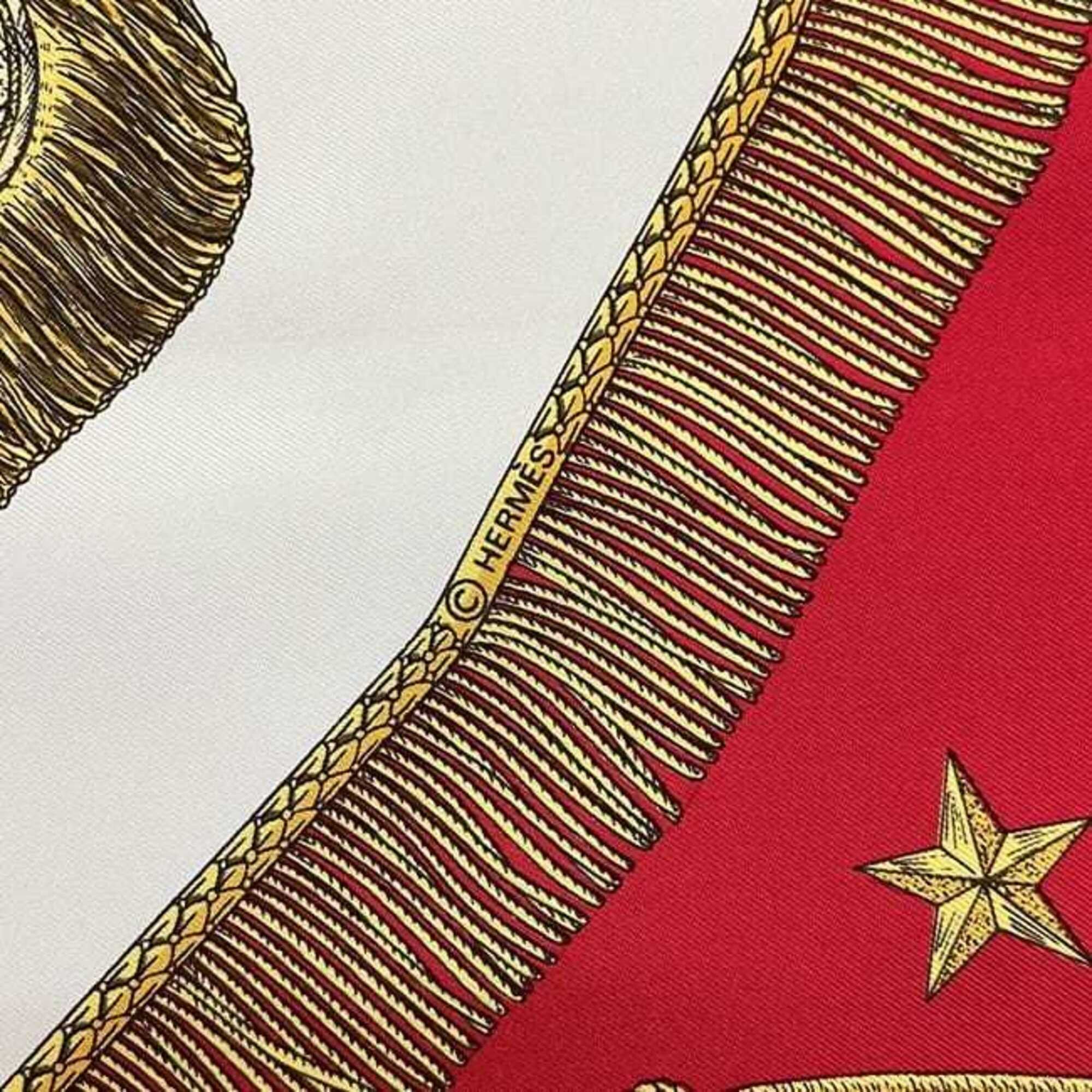 Hermes Hermes Scarf/Muffler, Carre 90, ec-25292, Red, White, Gold, Poste et Cavalerie, 100% Silk, Large Size, Saber-shaped Pouch, SOIE, Men's/Women's Size ONE SIZE - 4 Thumbnail