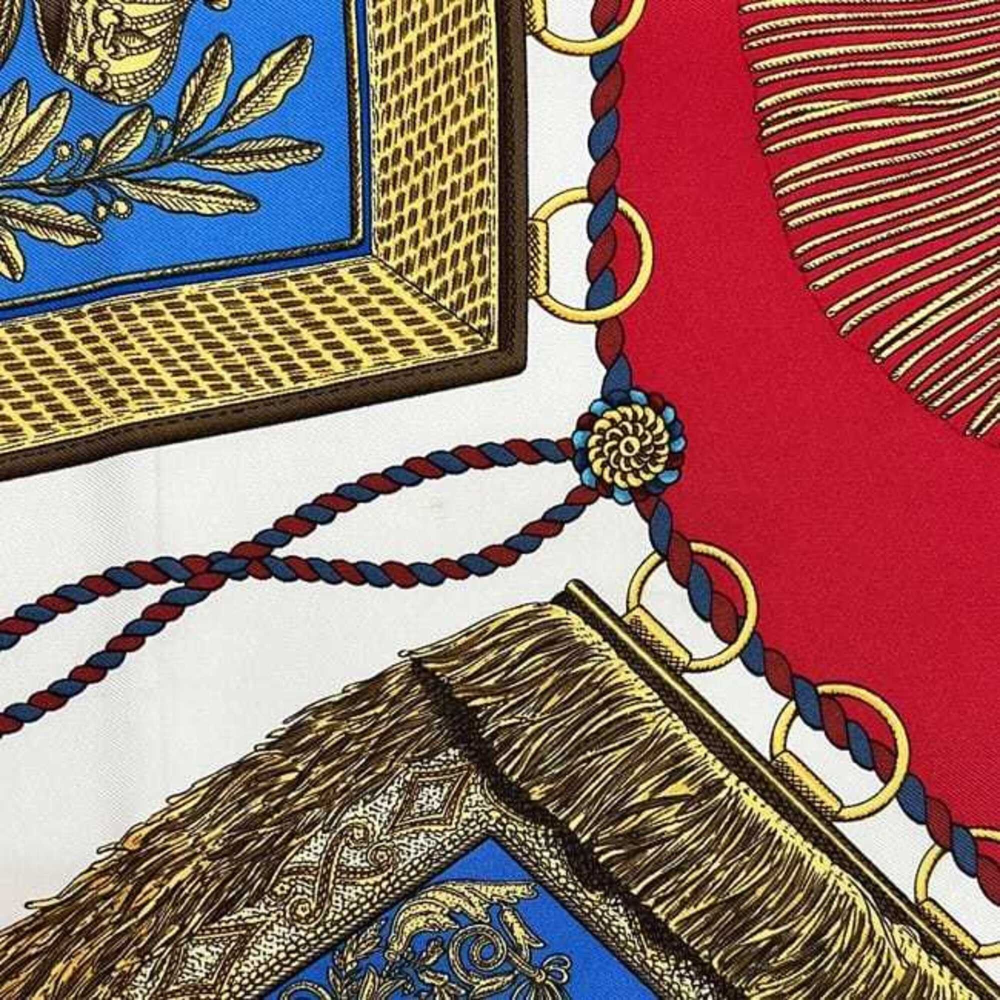 Hermes Hermes Scarf/Muffler, Carre 90, ec-25292, Red, White, Gold, Poste et Cavalerie, 100% Silk, Large Size, Saber-shaped Pouch, SOIE, Men's/Women's Size ONE SIZE - 7 Thumbnail