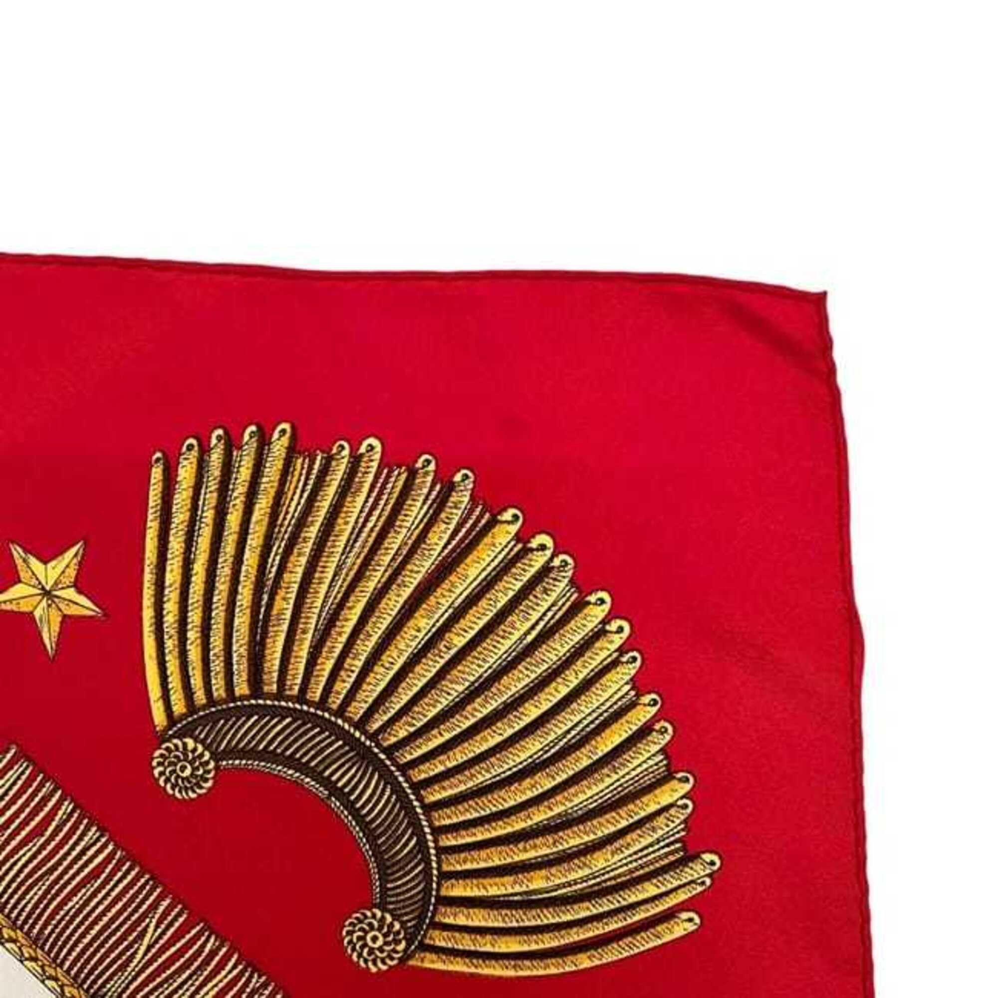 Hermes Hermes Scarf/Muffler, Carre 90, ec-25292, Red, White, Gold, Poste et Cavalerie, 100% Silk, Large Size, Saber-shaped Pouch, SOIE, Men's/Women's Size ONE SIZE - 8 Thumbnail