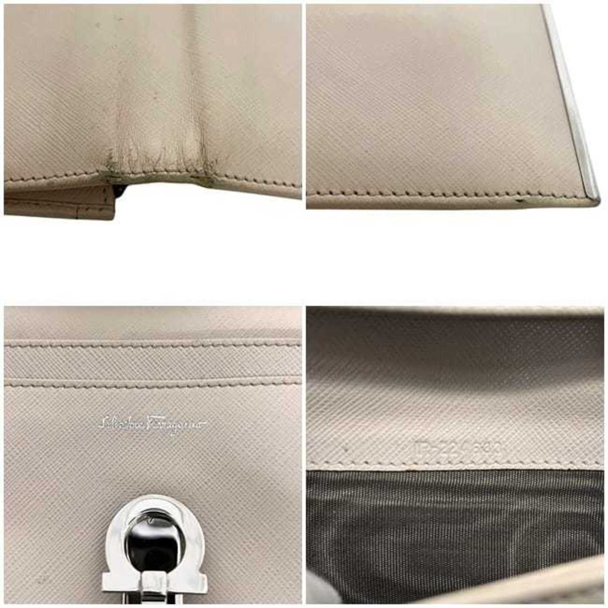 Salvatore Ferragamo Salvatore Ferragamo Bi-fold Long Wallet ec-25269 Beige Gancini IR-224633 Leather Clip Size ONE SIZE - 6 Thumbnail
