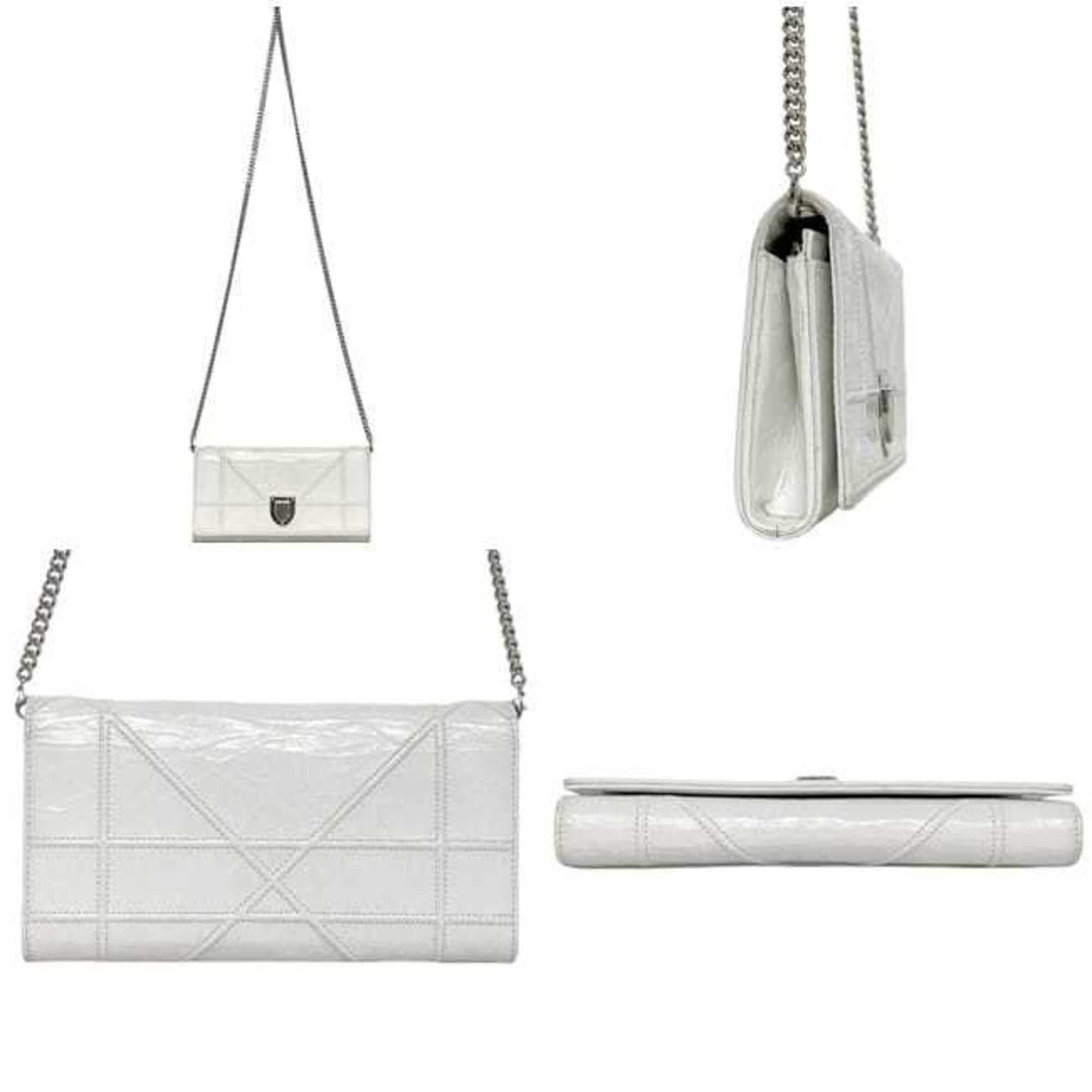 Dior Christian Dior Shoulder Wallet f-25344 White Diorama Chain Leather 03-MA-1106 Flap Stitch Crossbody Bag Size ONE SIZE - 3 Thumbnail