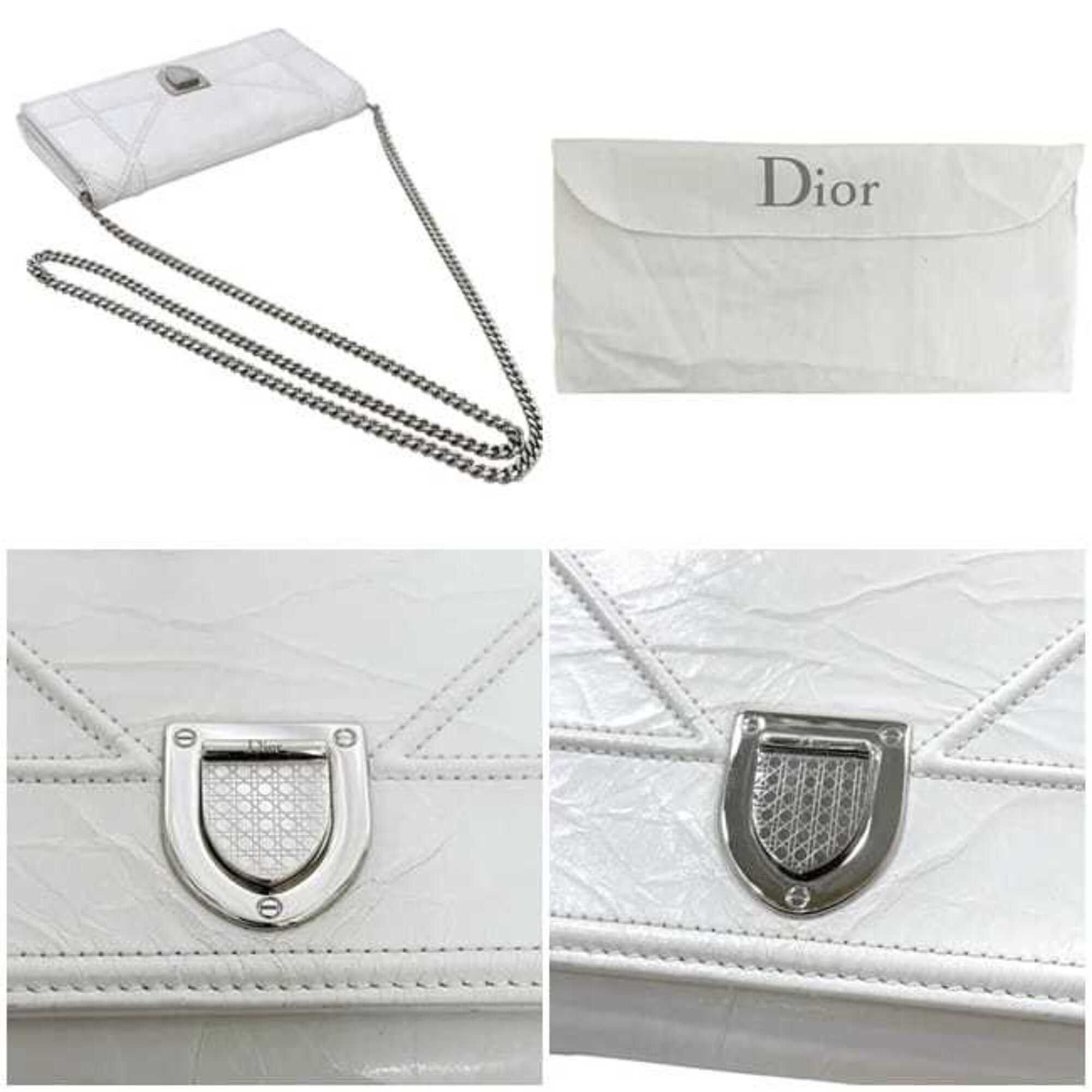 Dior Christian Dior Shoulder Wallet f-25344 White Diorama Chain Leather 03-MA-1106 Flap Stitch Crossbody Bag Size ONE SIZE - 9 Thumbnail