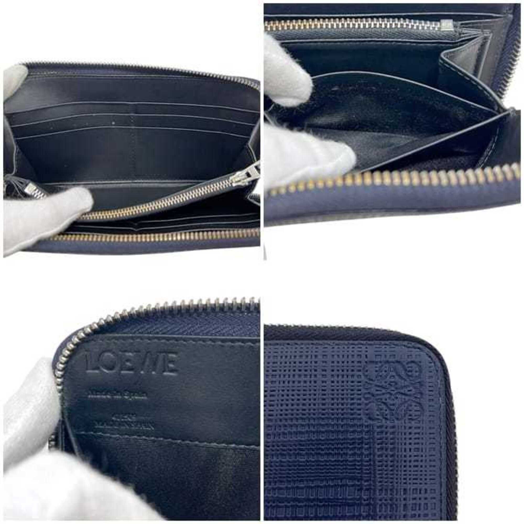 Loewe Loewe Round Long Wallet ec-25326 Navy Linen Anagram 101N88.F13 Leather 411509 LOEWE Blue Men's Women's Size ONE SIZE - 4 Thumbnail